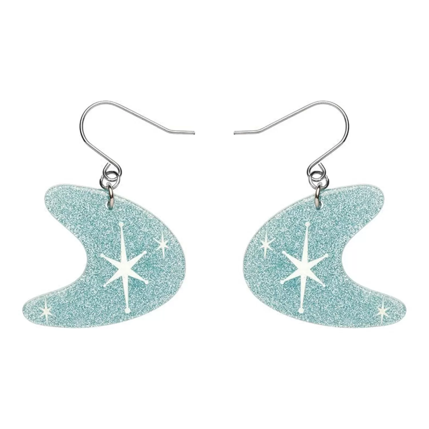 Atomic Boomerang Glitter Drop Earrings - Blue*Erstwilder Fashion