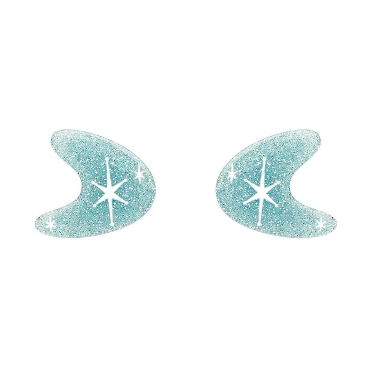 Atomic Boomerang Glitter Stud Earrings - Blue*Erstwilder Sale