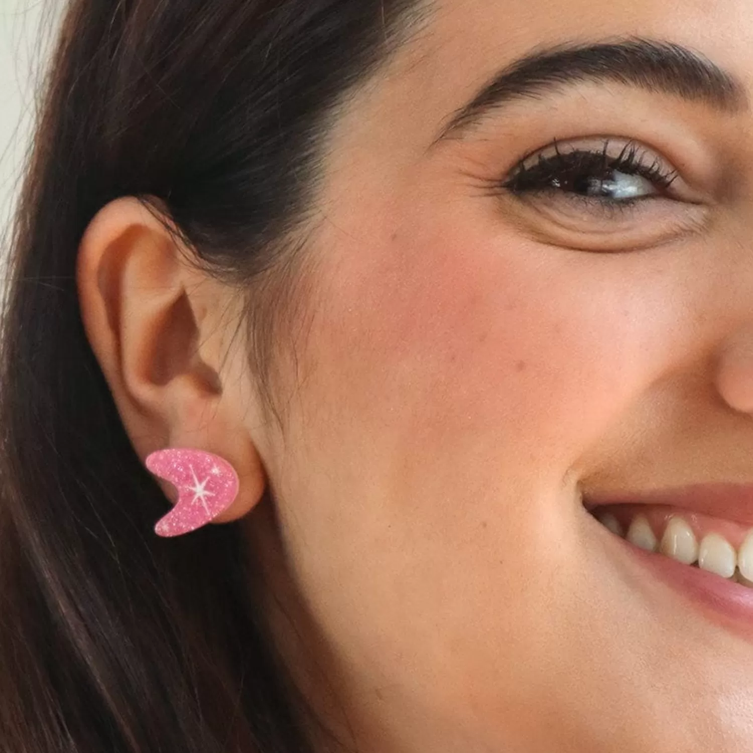 Atomic Boomerang Glitter Stud Earrings - Pink*Erstwilder Fashion