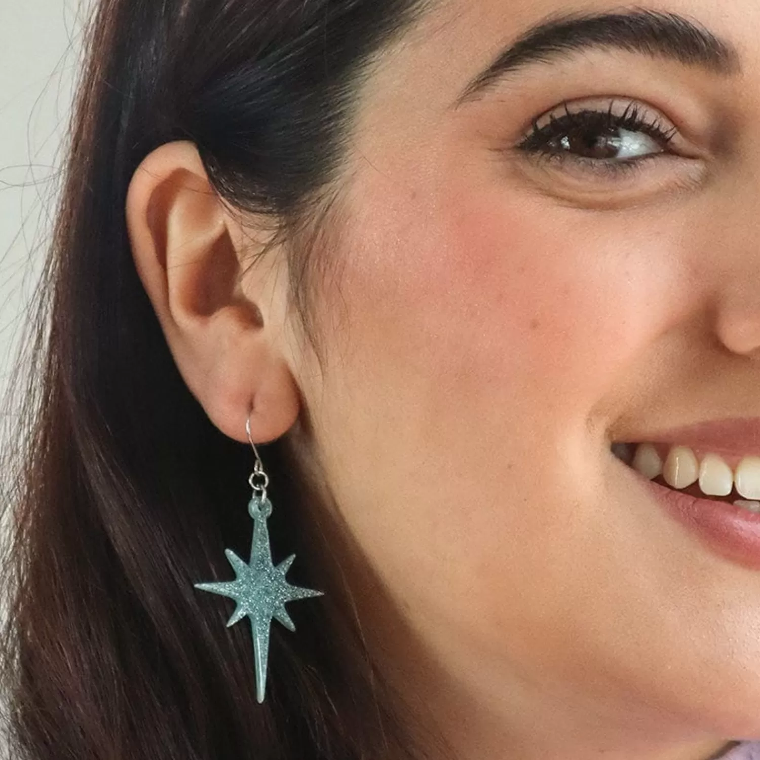 Atomic Star Glitter Drop Earring - Blue*Erstwilder New