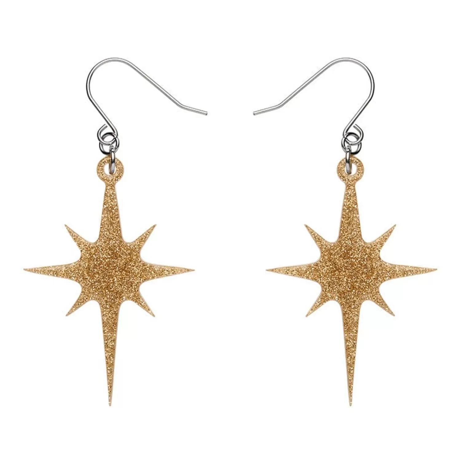 Atomic Star Glitter Drop Earring - Gold*Erstwilder Online