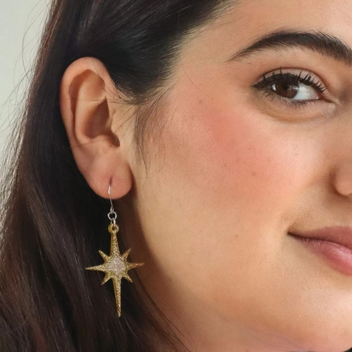 Atomic Star Glitter Drop Earring - Gold*Erstwilder Online