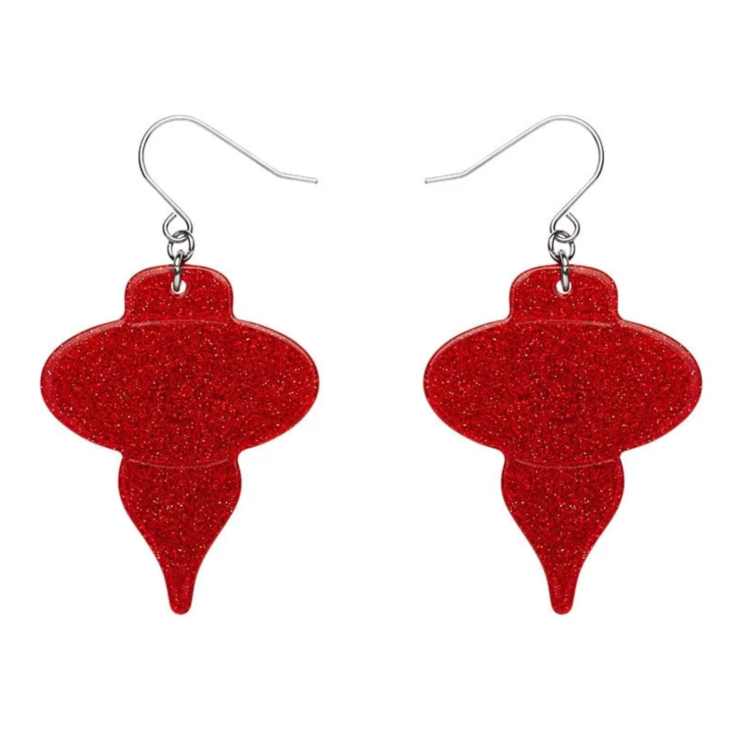 Baubles Glitter Drop Earrings - Red*Erstwilder Outlet