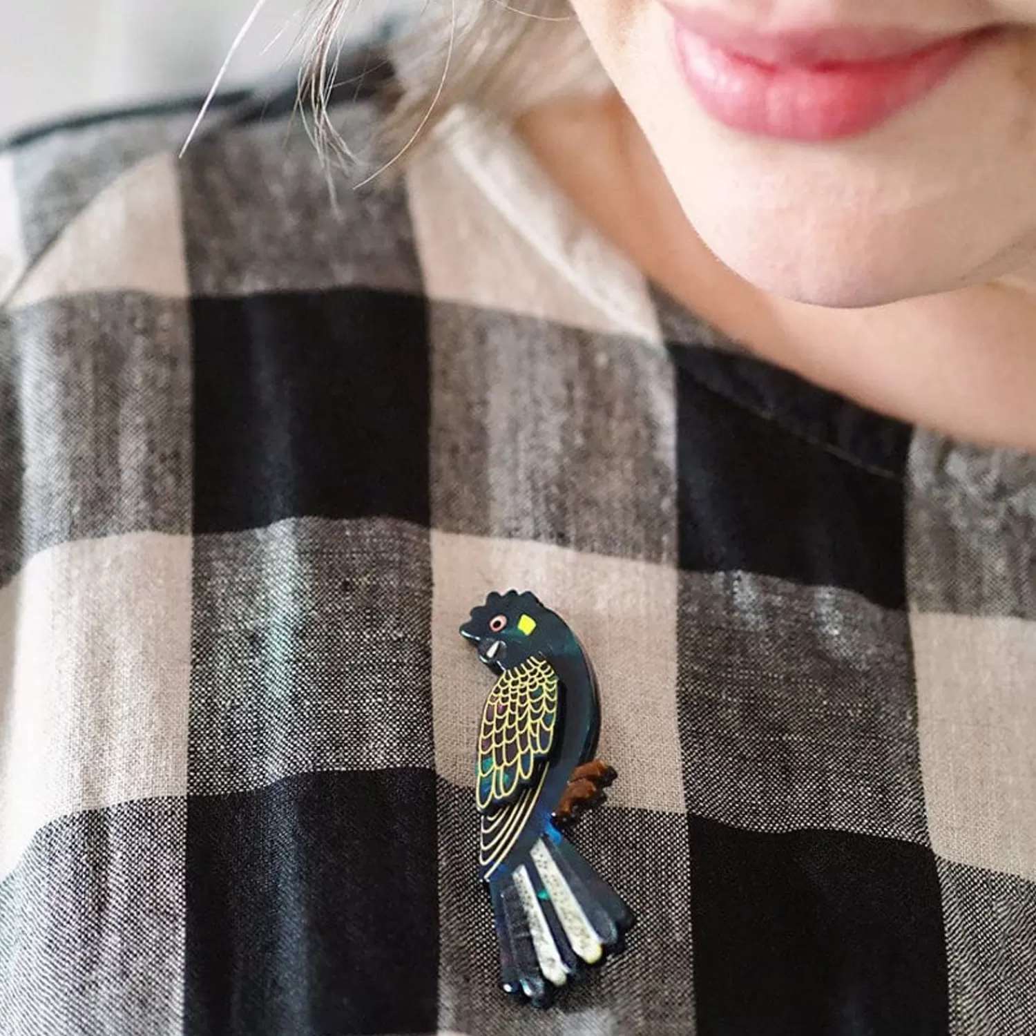 Bella The Black Cockatoo Brooch*Erstwilder Fashion