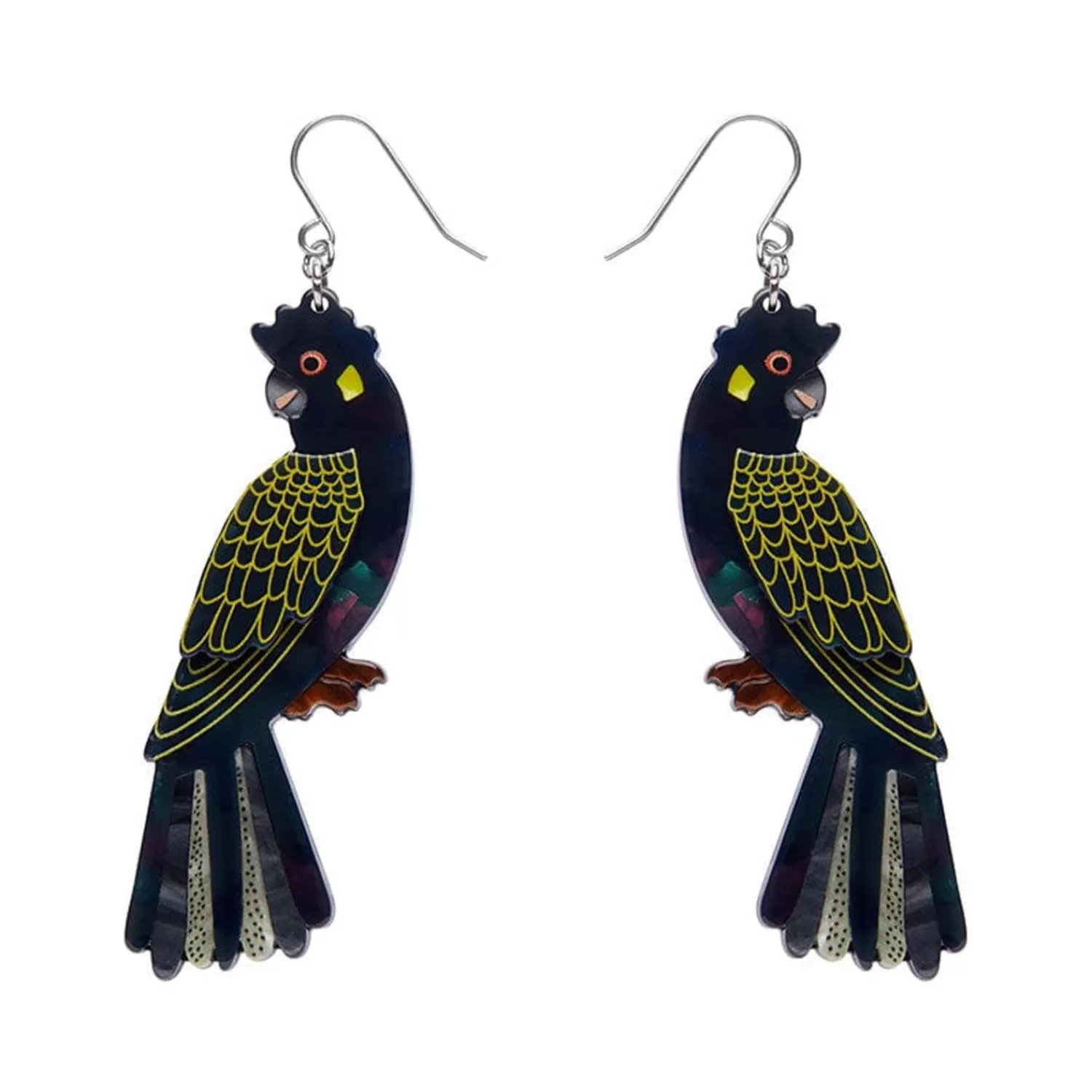 Bella The Black Cockatoo Drop Earrings*Erstwilder Clearance