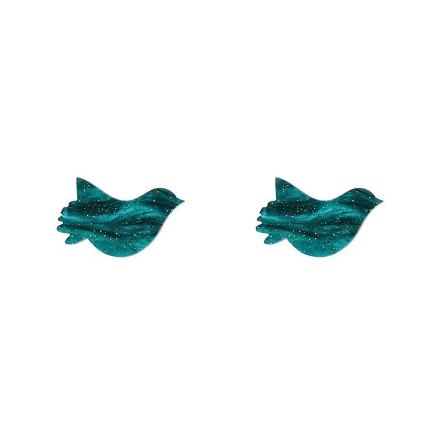 Bird Ripple Glitter Resin Stud Earrings - Green*Erstwilder Cheap