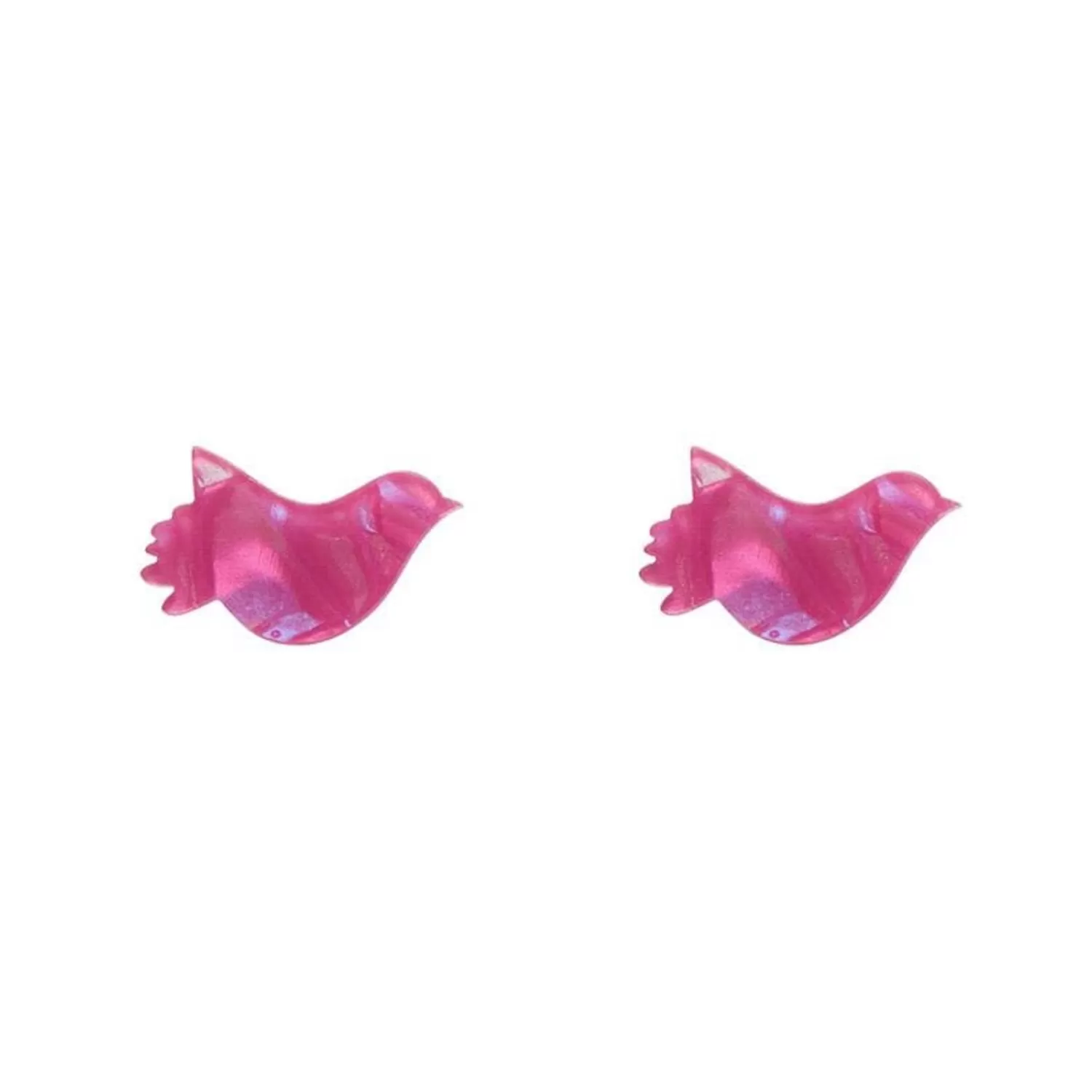 Bird Textured Glitter Resin Stud Earrings - Fuchsia*Erstwilder Outlet