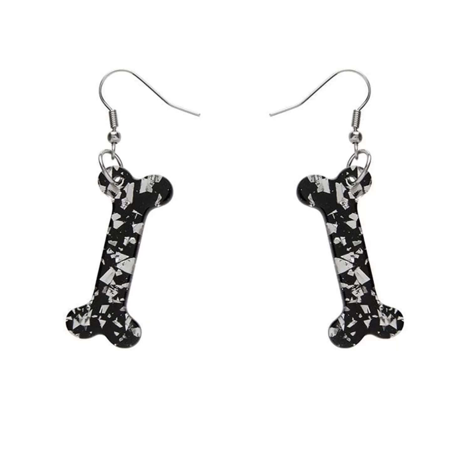 Bones Chunky Glitter Resin Drop Earrings - White*Erstwilder Best