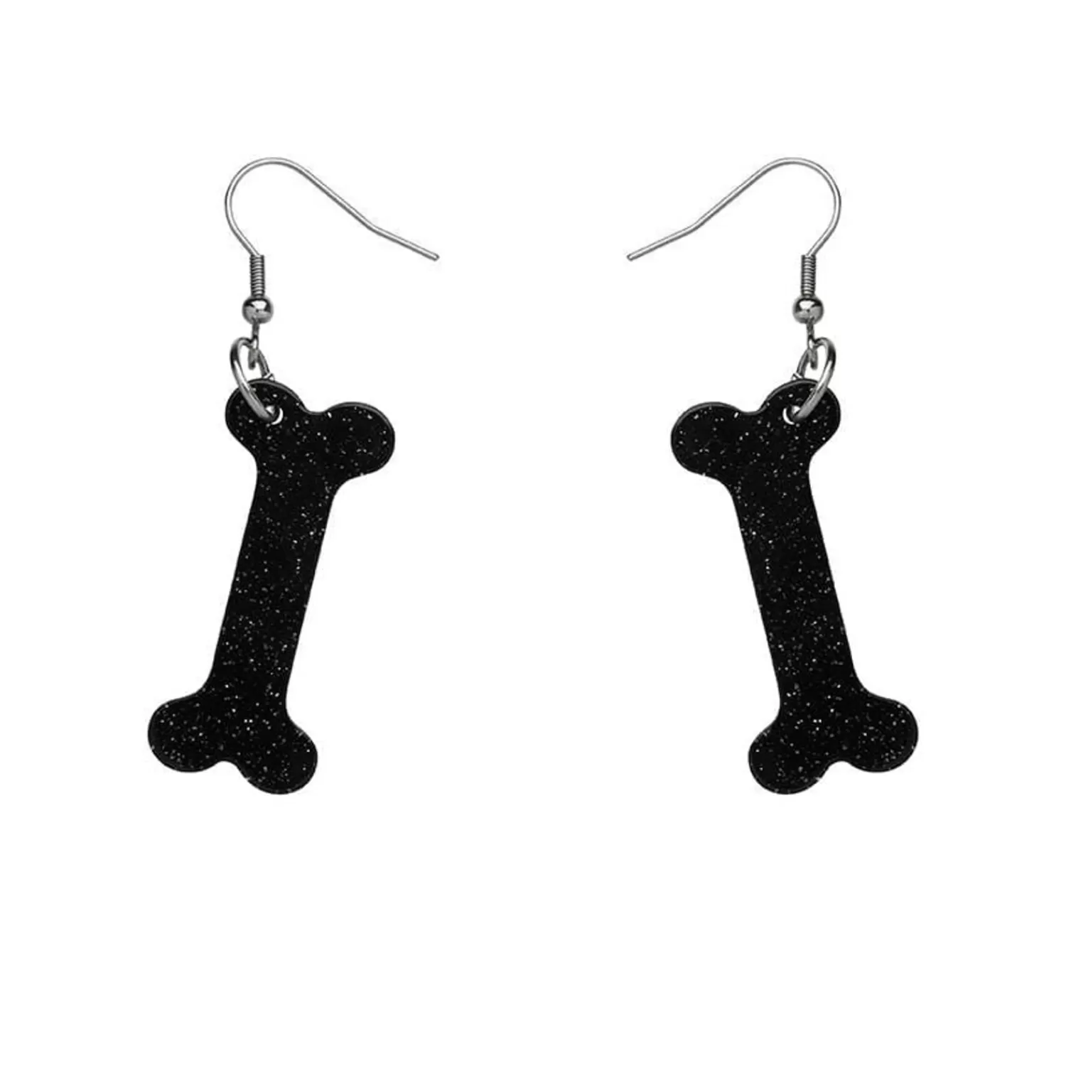 Bones Glitter Resin Drop Earrings - Black*Erstwilder Hot