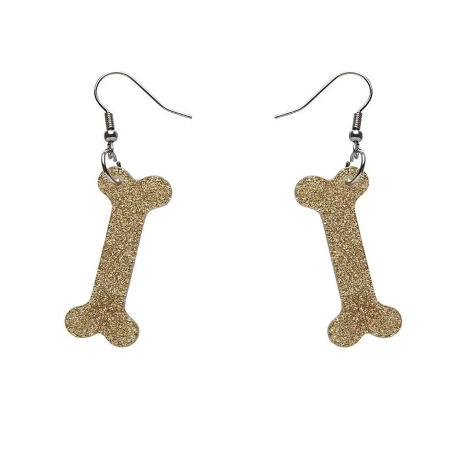 Bones Glitter Resin Drop Earrings - Gold*Erstwilder Flash Sale