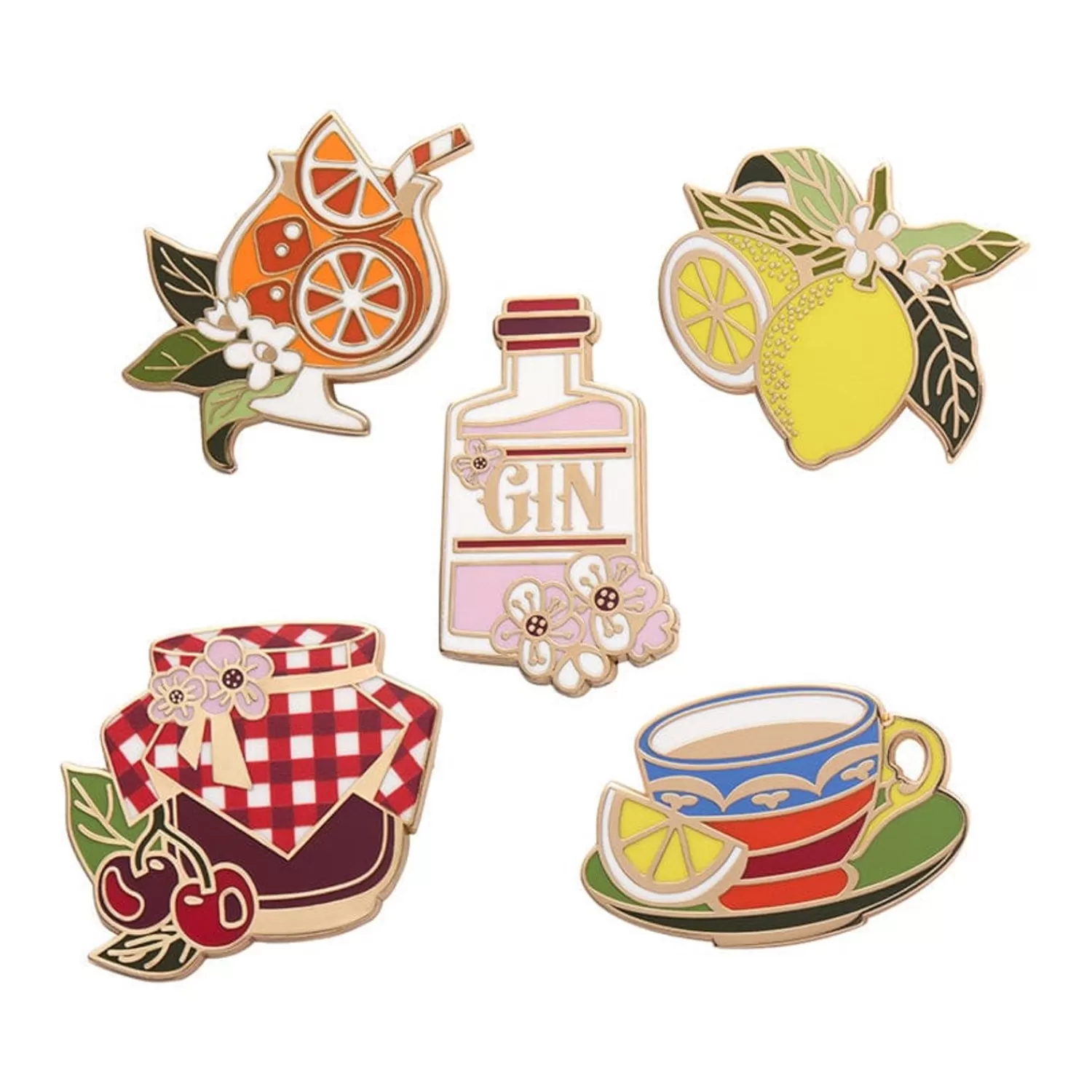 Botanical Fruit Enamel Pin Pack - 5 Piece*Erstwilder Fashion