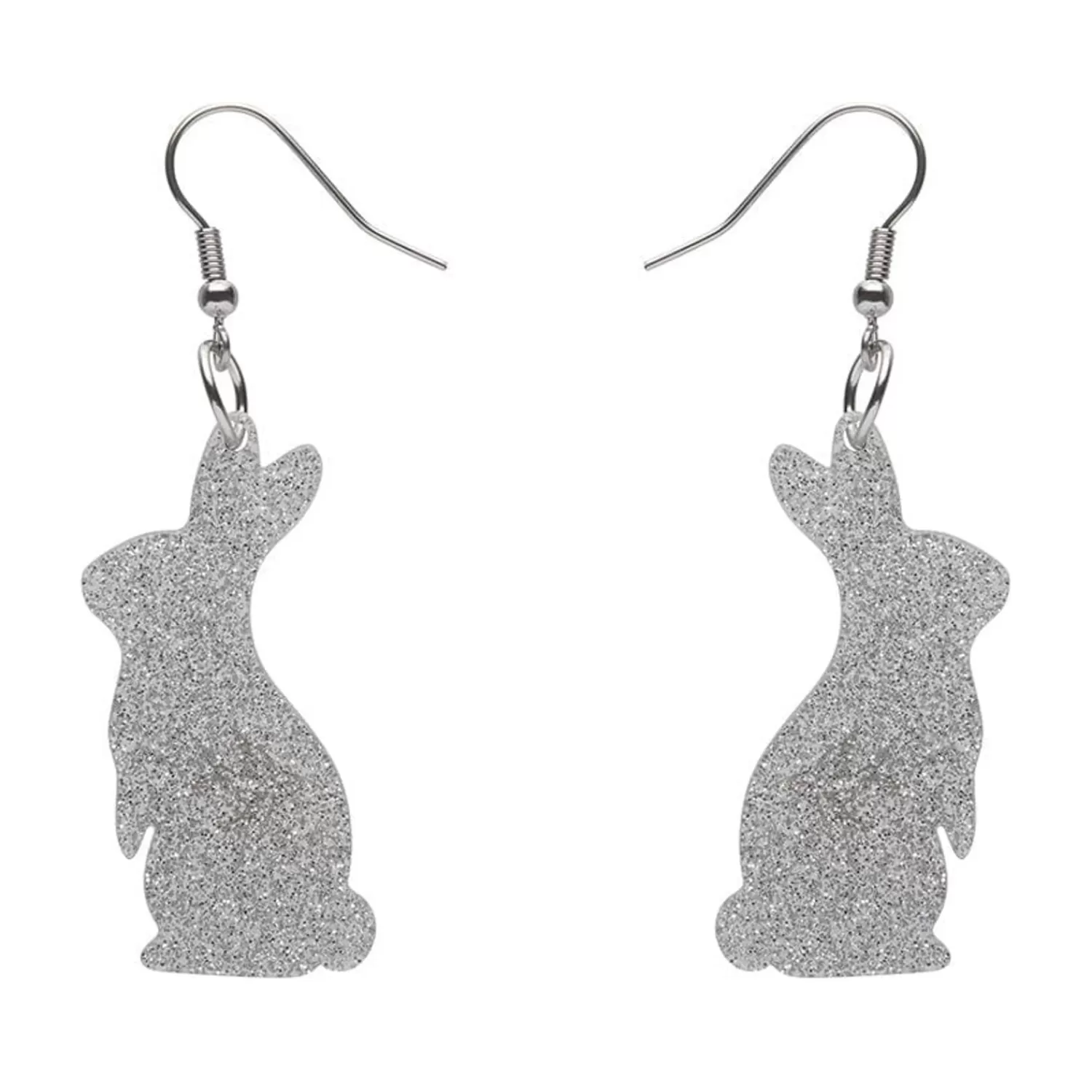 Bunny Glitter Resin Drop Earrings - Silver*Erstwilder Best Sale