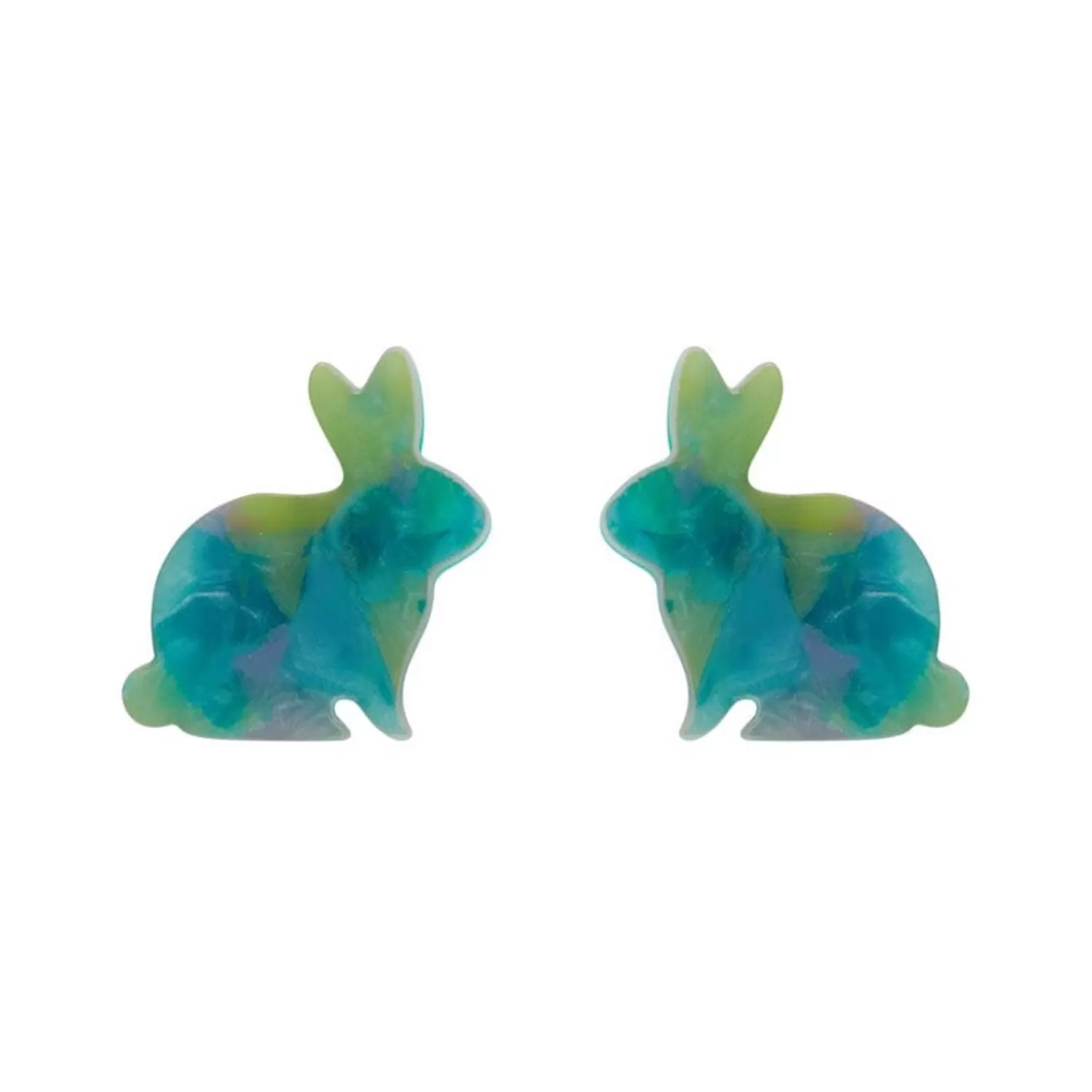 Bunny Mottled Resin Stud Earrings - Green*Erstwilder Shop