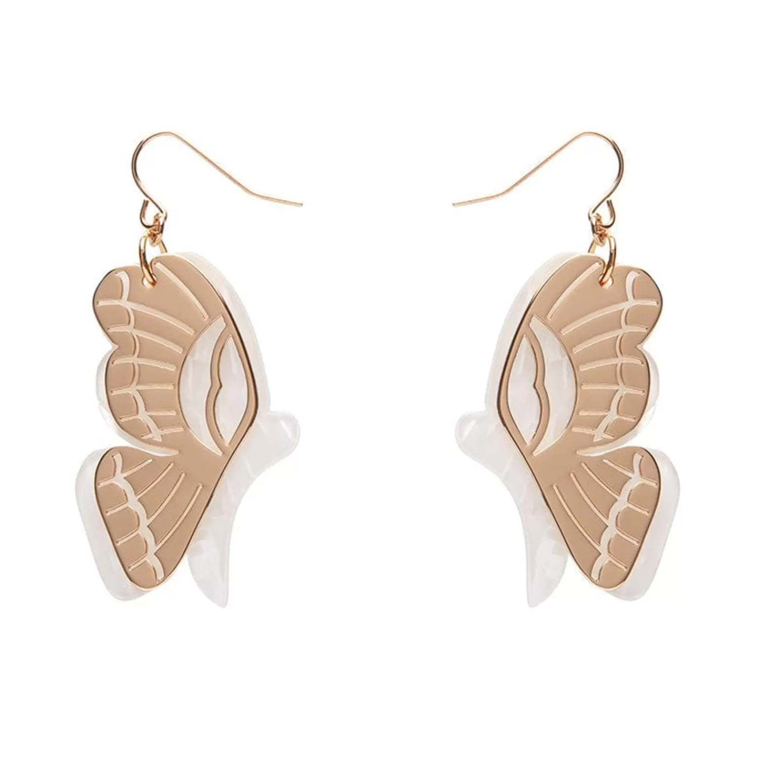 Butterfly Textured Resin Drop Earrings - White*Erstwilder Best