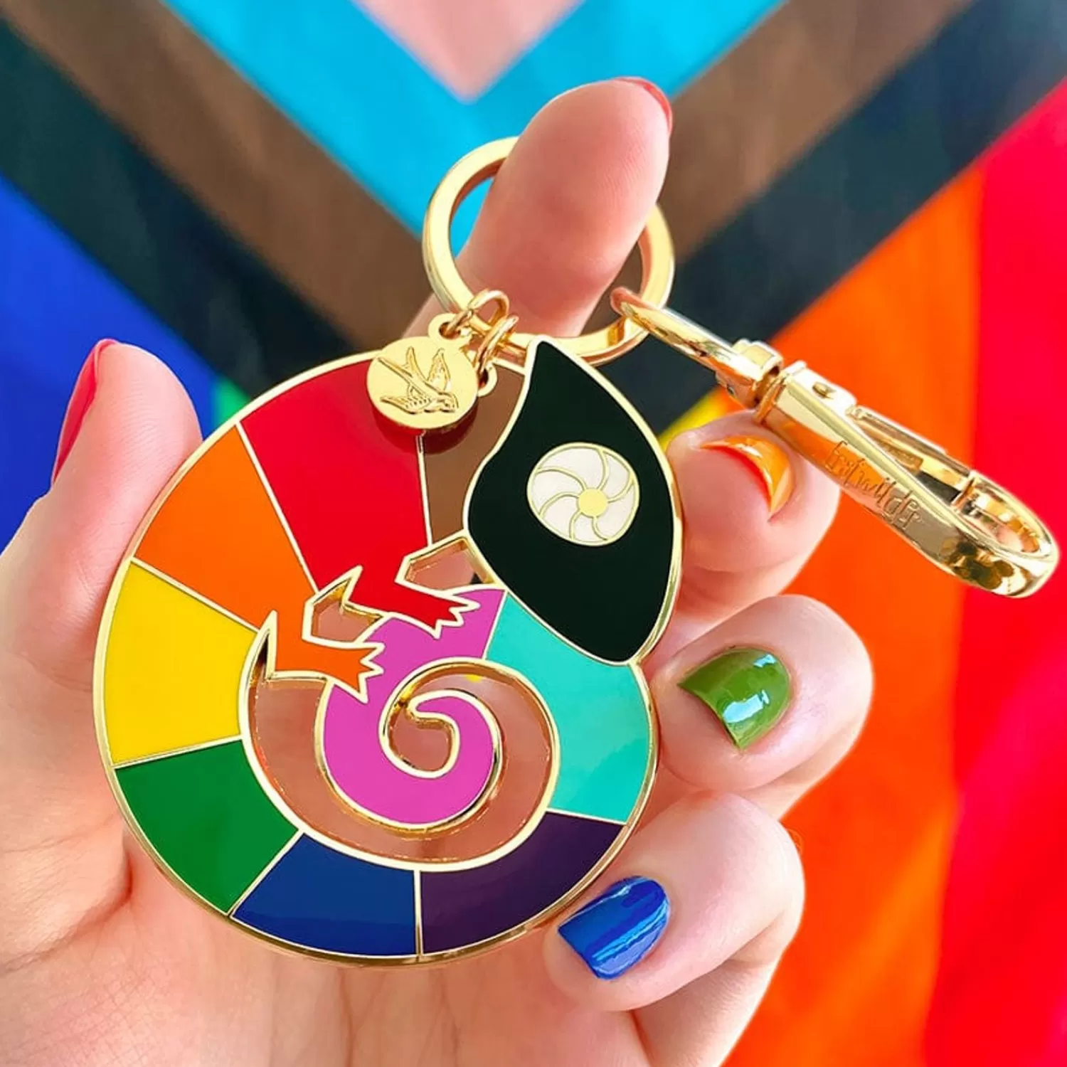 Carmel'S Colourful Chameleon Enamel Key Ring*Erstwilder Sale