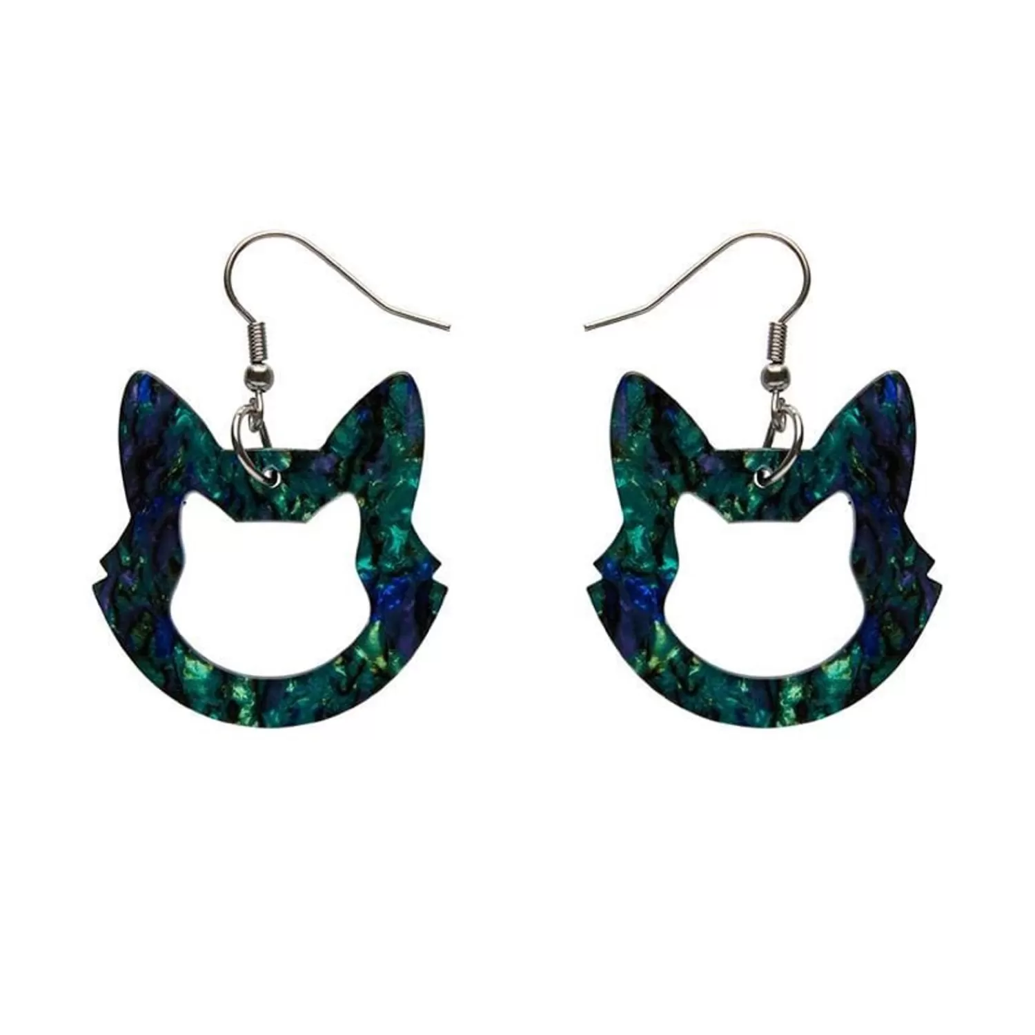 Cat Head Lava Resin Drop Earrings - Green*Erstwilder Cheap