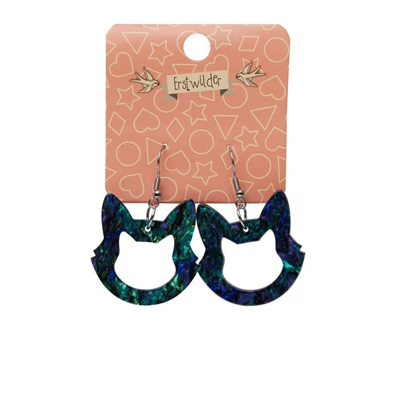 Cat Head Lava Resin Drop Earrings - Green*Erstwilder Cheap