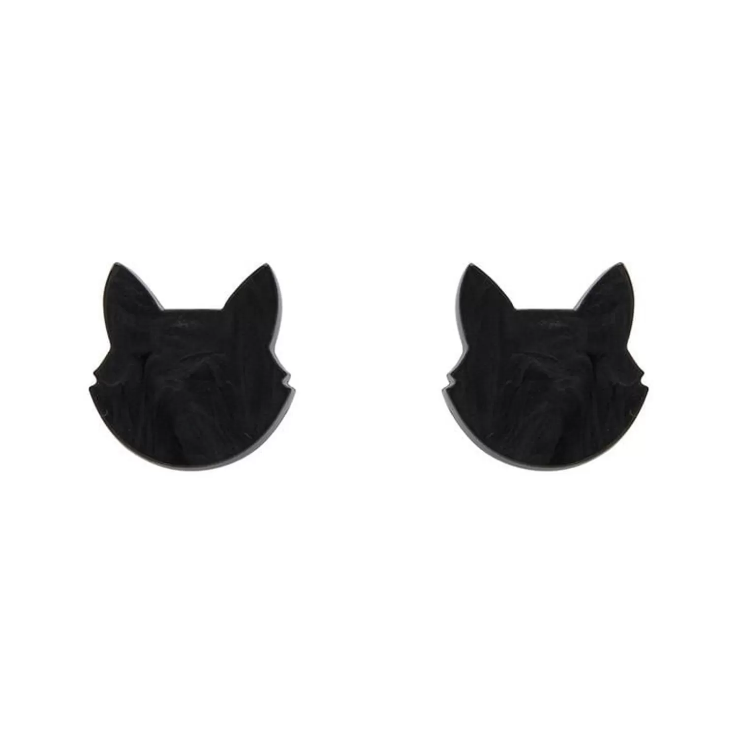 Cat Head Ripple Resin Stud Earrings - Black*Erstwilder Cheap