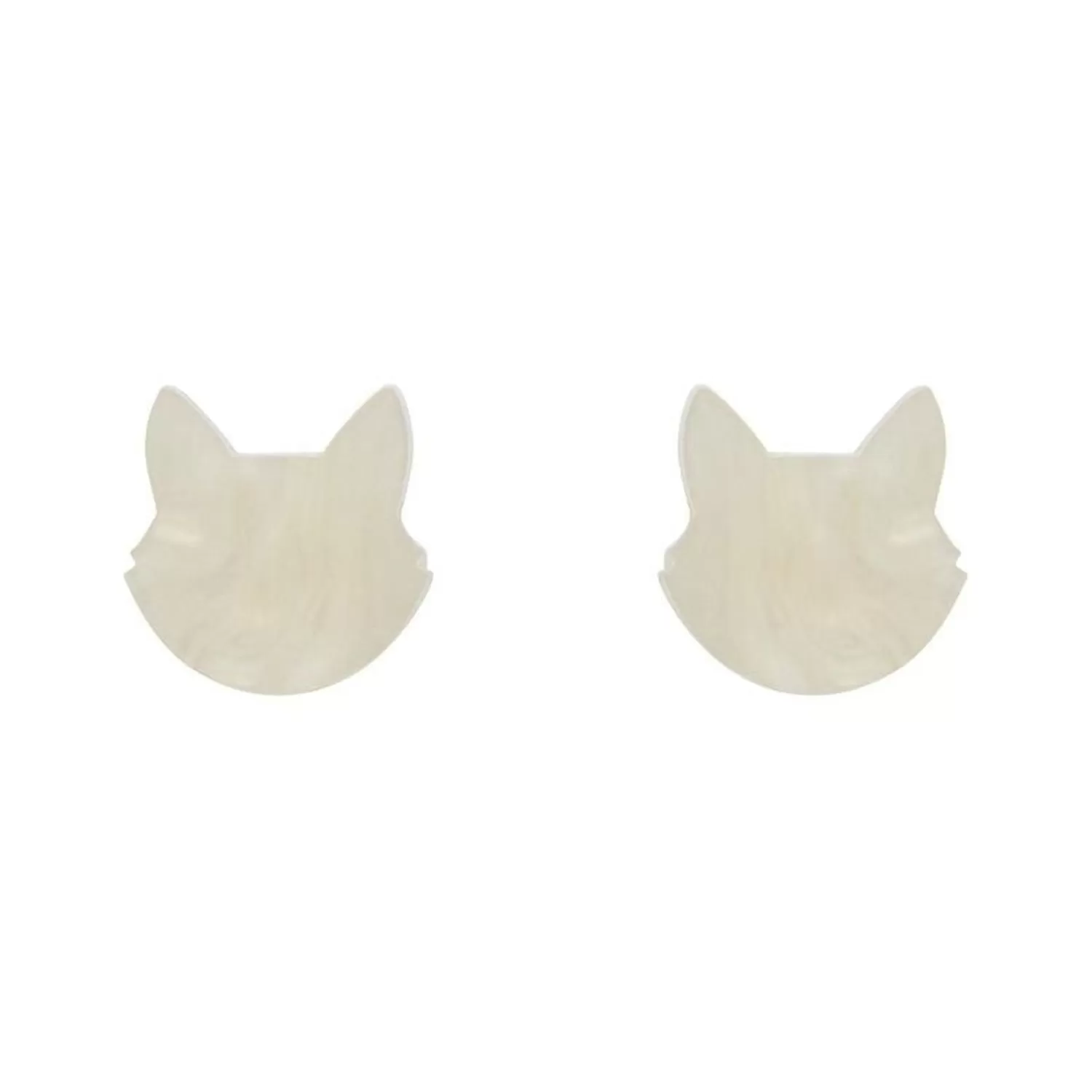 Cat Head Ripple Resin Stud Earrings - White*Erstwilder Fashion