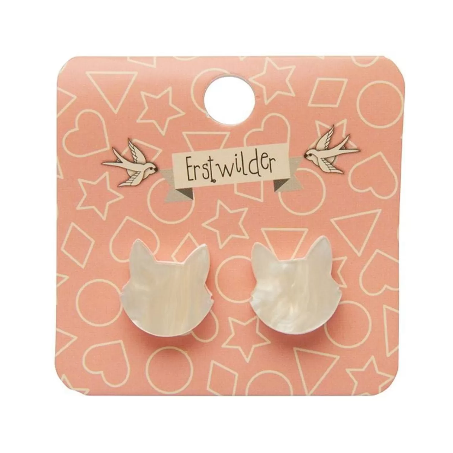 Cat Head Ripple Resin Stud Earrings - White*Erstwilder Fashion