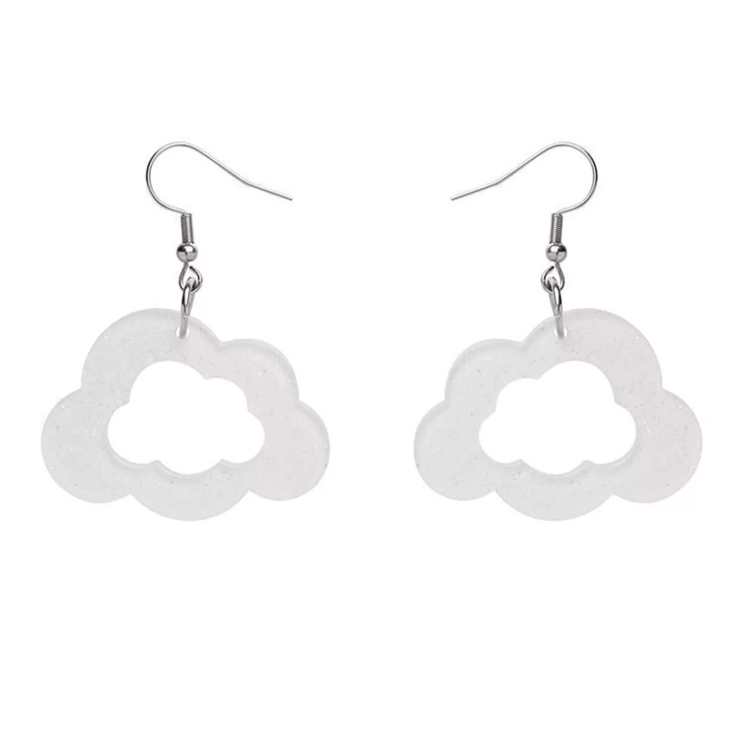 Cloud Glitter Resin Drop Earrings - White*Erstwilder Flash Sale