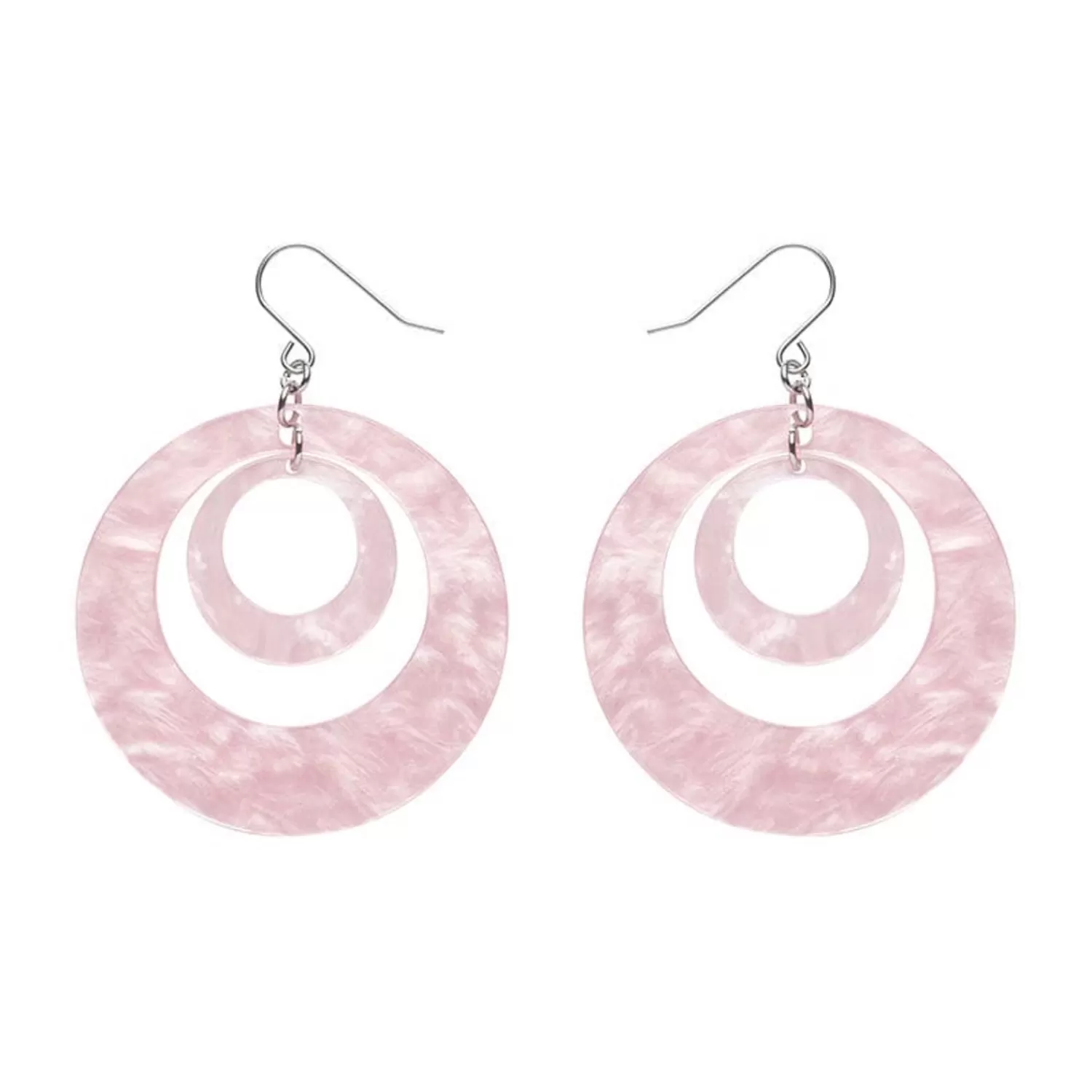 Double Hoop Ripple Drop Earrings - Pink*Erstwilder New