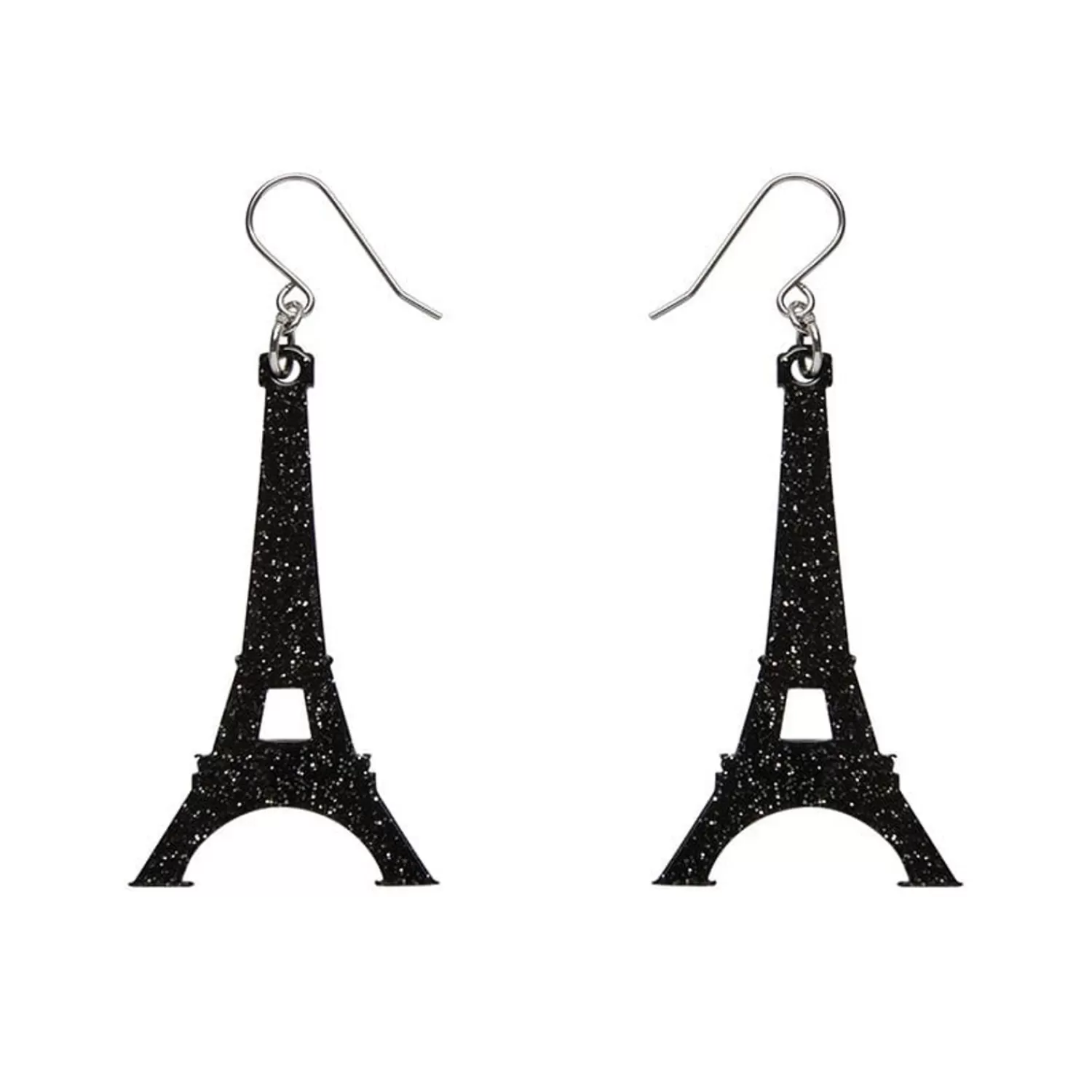 Eiffel Tower Glitter Resin Drop Earrings - Black*Erstwilder Best