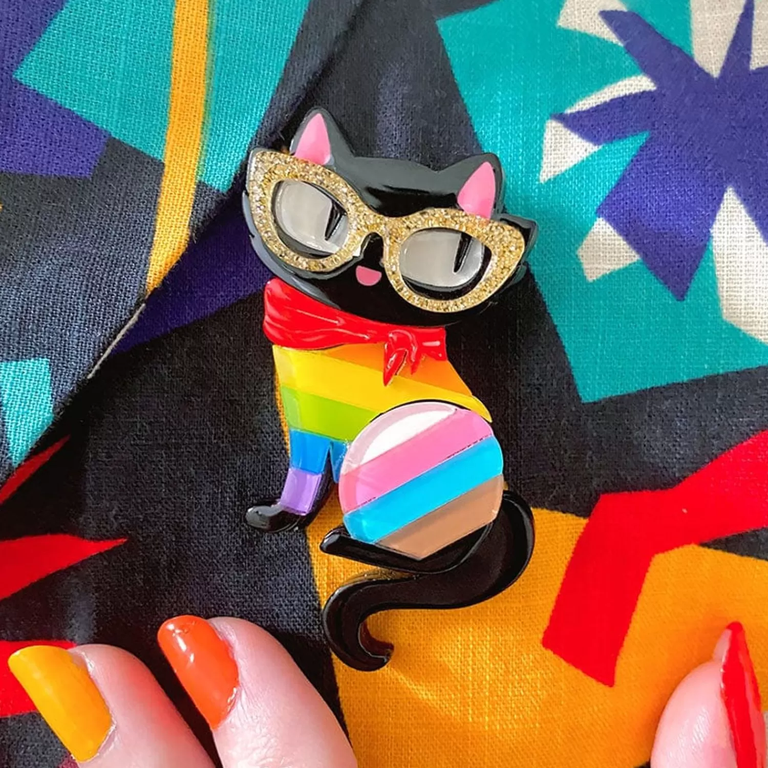 Elissa The Rainbow Cat Brooch*Erstwilder Fashion