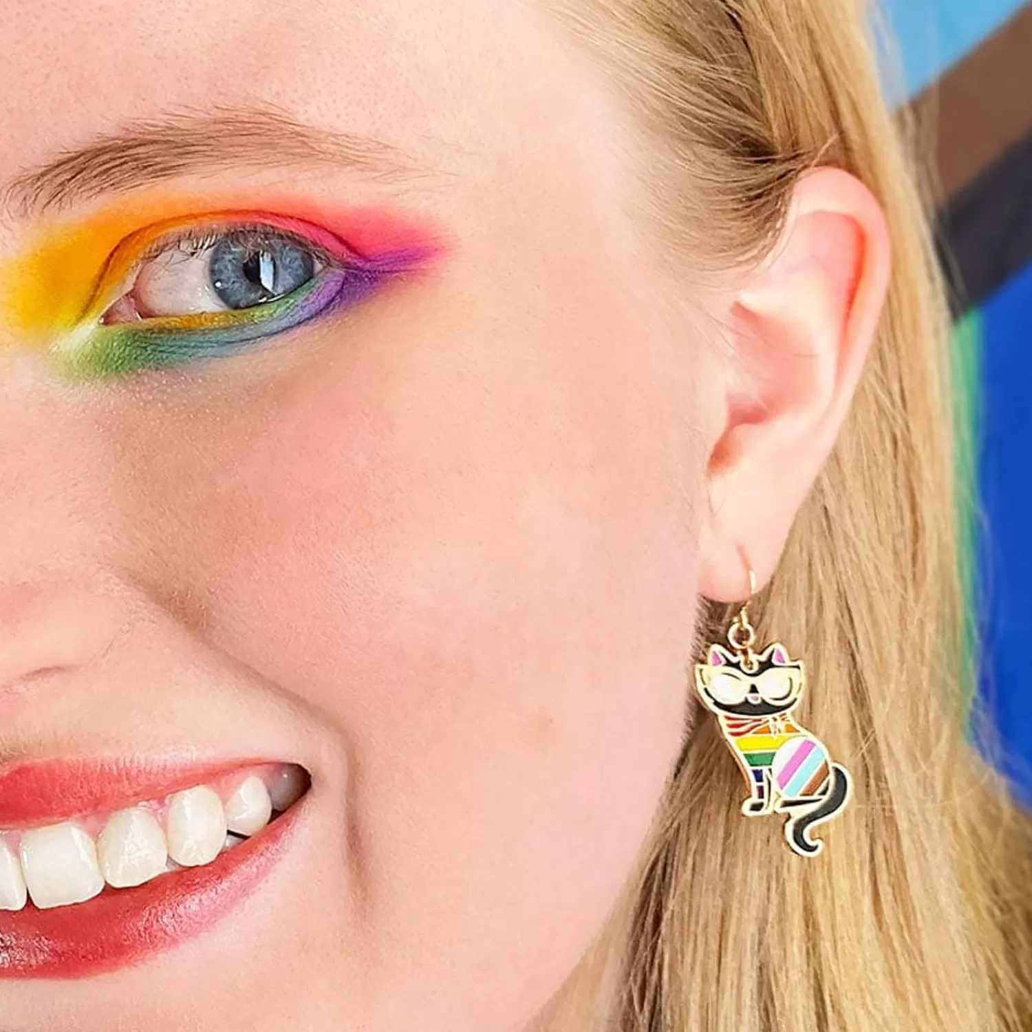 Elissa The Rainbow Cat Enamel Drop Earrings*Erstwilder New