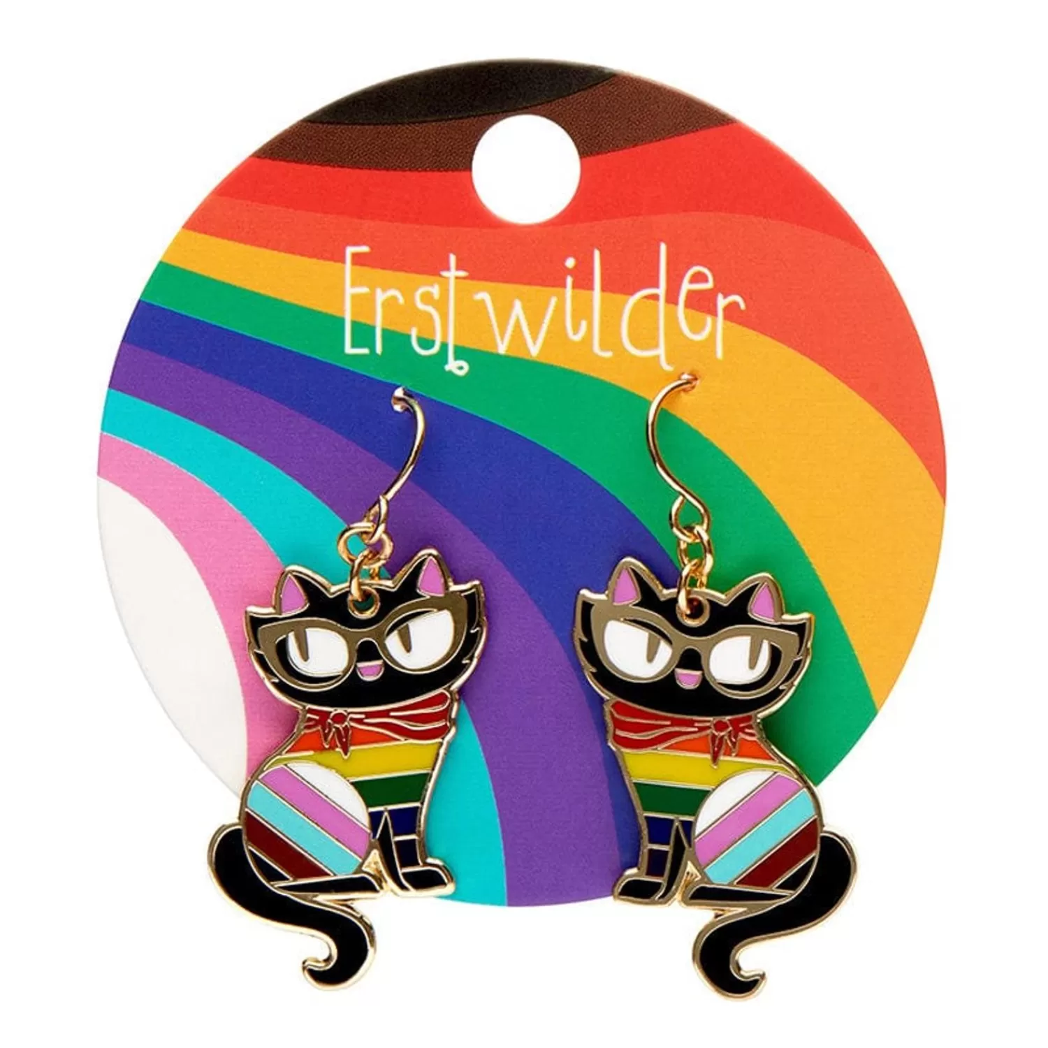 Elissa The Rainbow Cat Enamel Drop Earrings*Erstwilder New