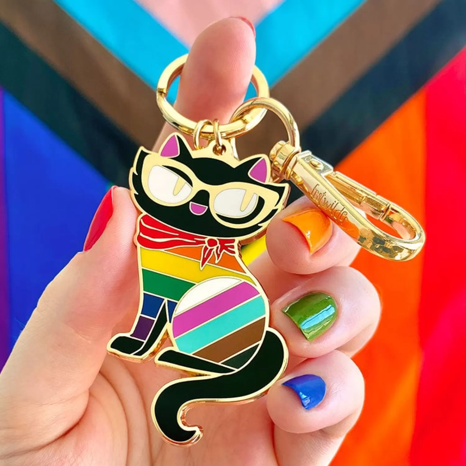 Elissa The Rainbow Cat Enamel Key Ring*Erstwilder Discount