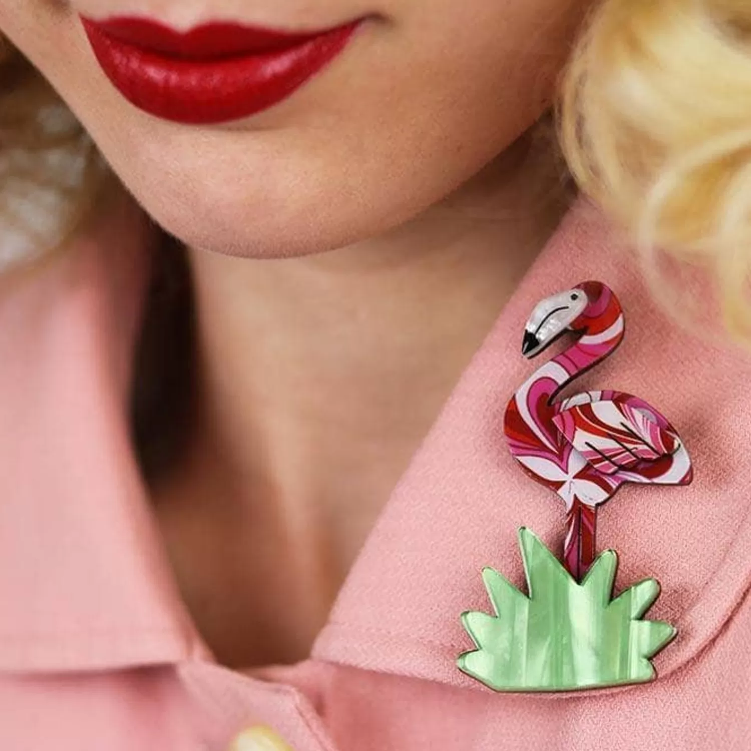 Flamboyant Flamingo Funk Flamingo Brooch*Erstwilder Sale