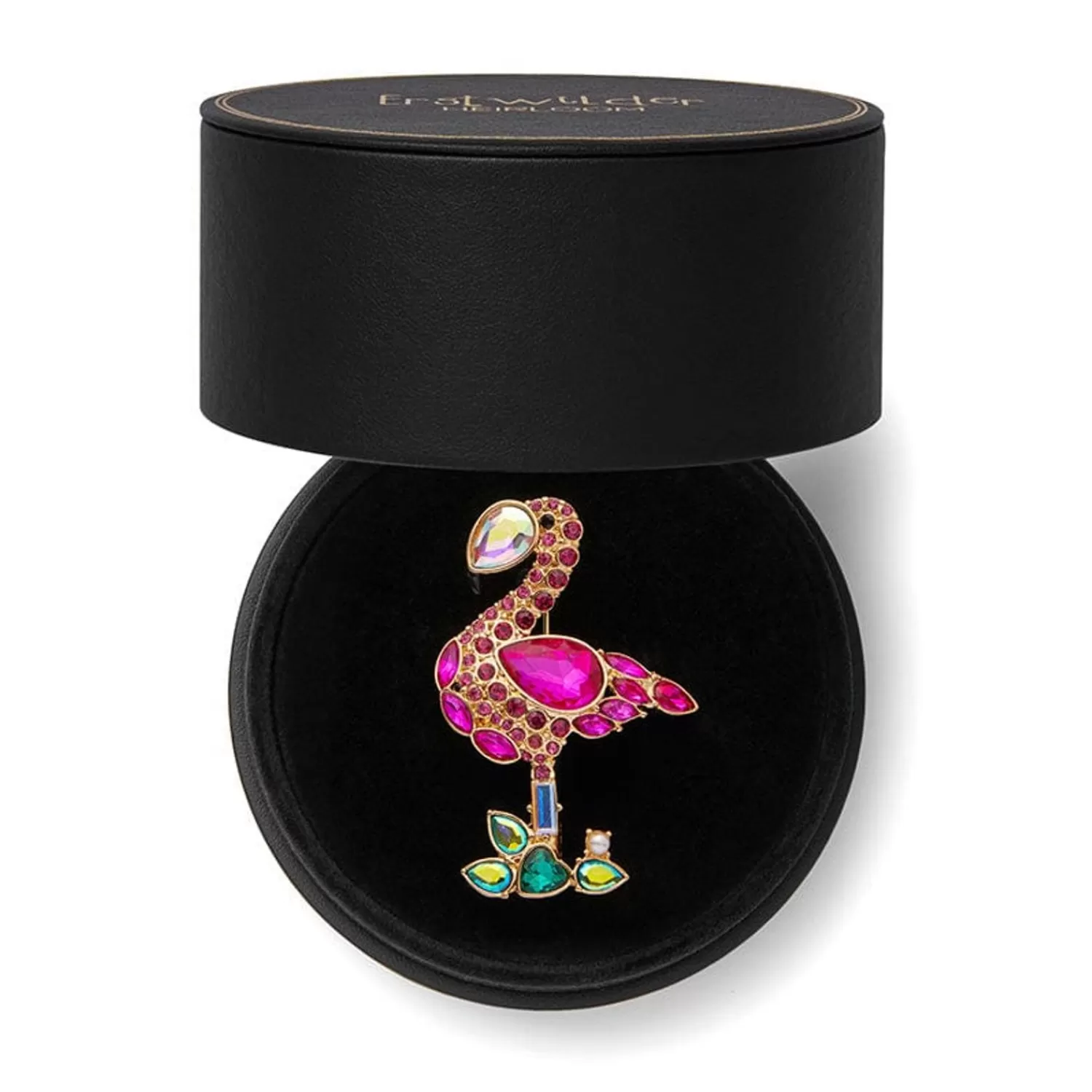 Flamboyant Flamingo Funk Stone Set Crystal Brooch*Erstwilder Shop