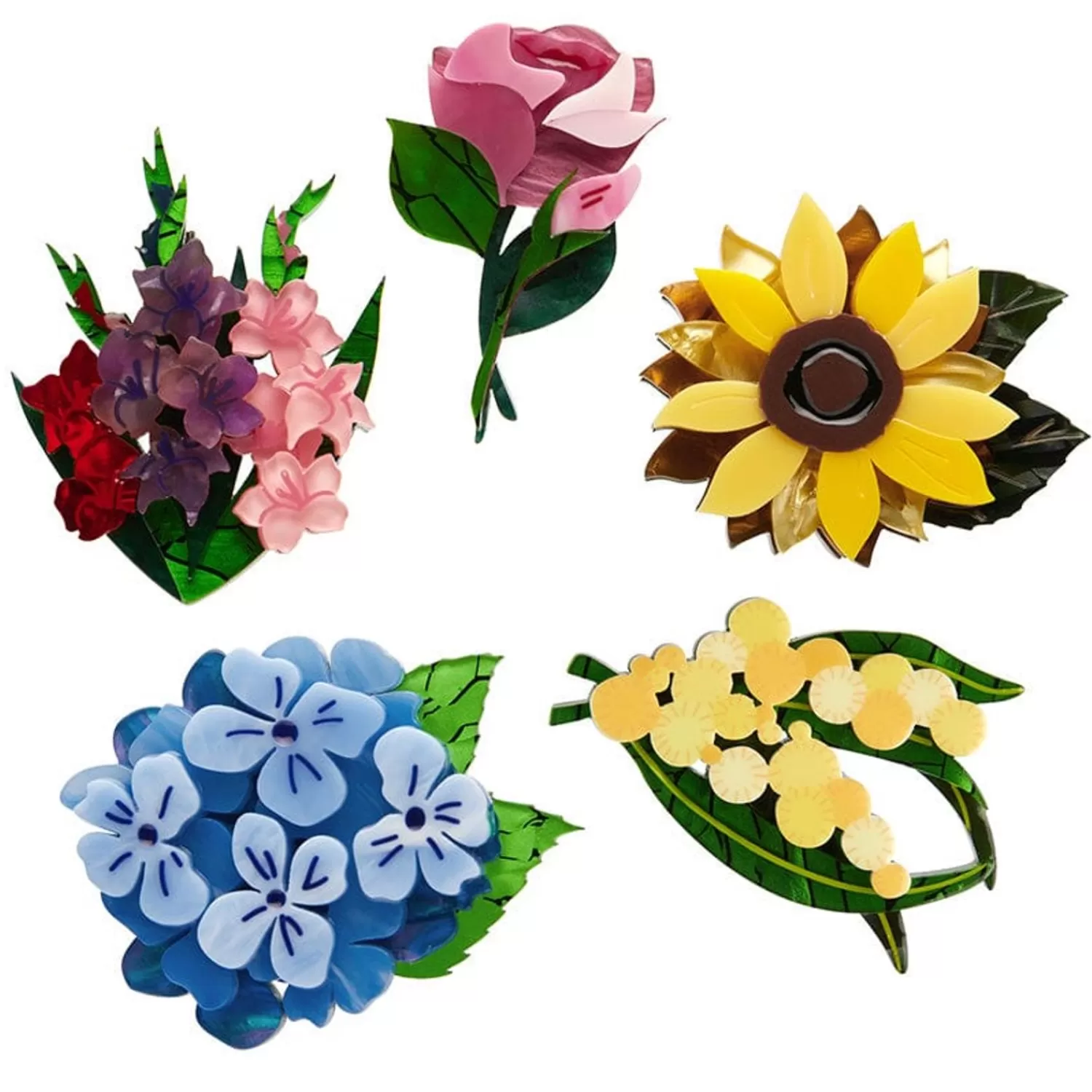 Flower Minis Brooch Set - 5 Pack*Erstwilder Clearance