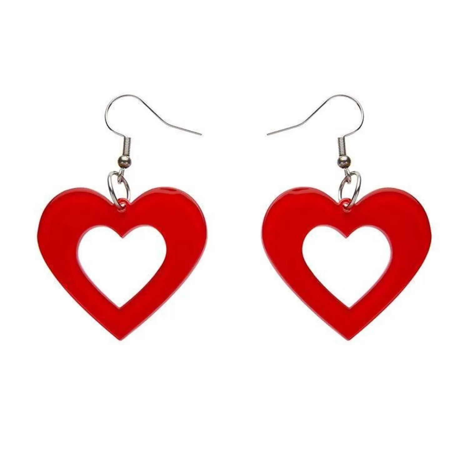 Heart Bubble Resin Drop Earrings - Red*Erstwilder Hot