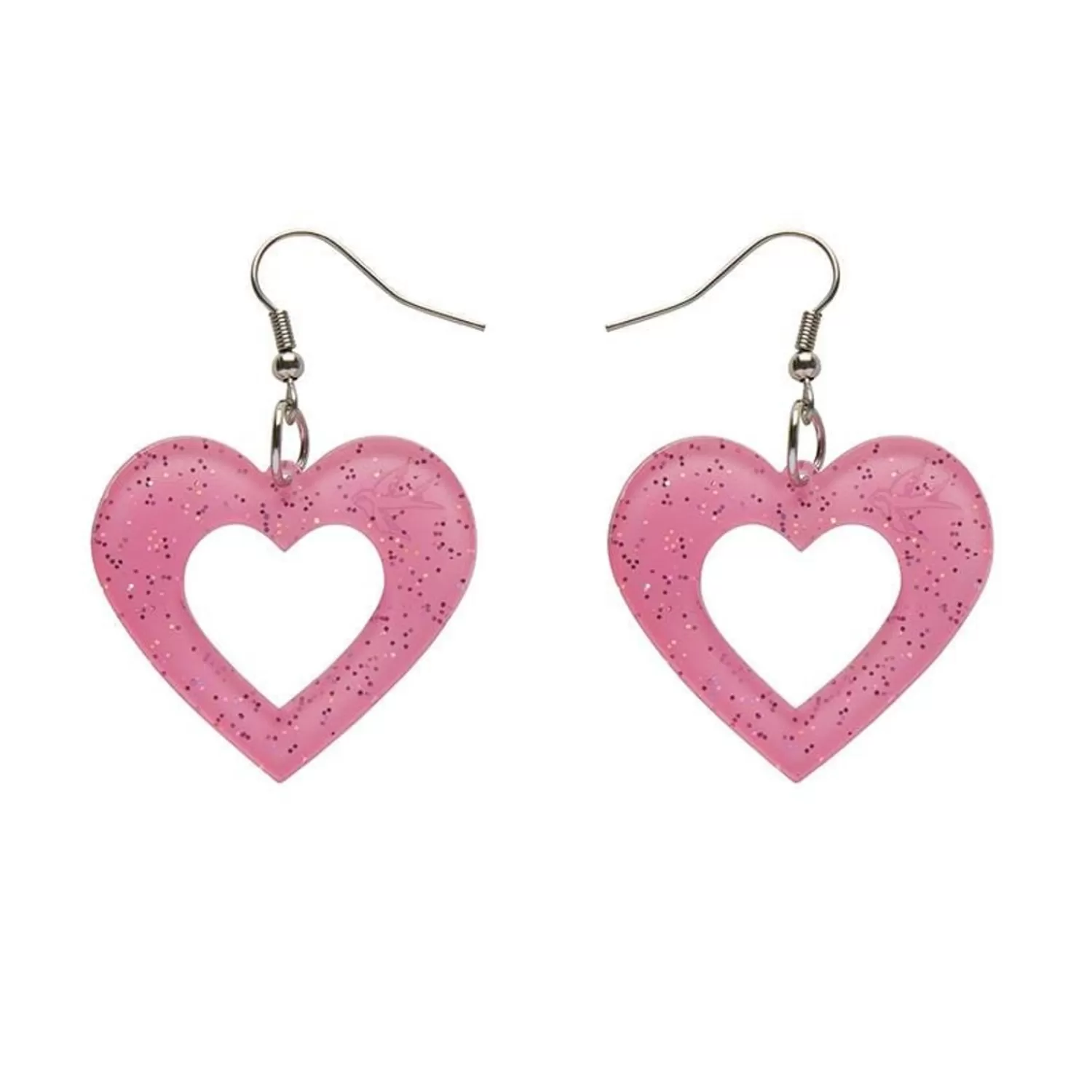 Heart Glitter Resin Drop Earrings - Pink*Erstwilder Flash Sale