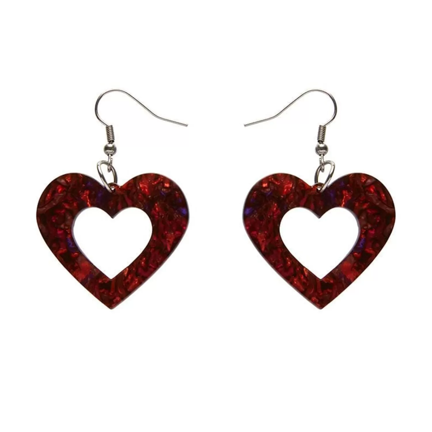 Heart Lava Resin Drop Earrings - Red*Erstwilder Store