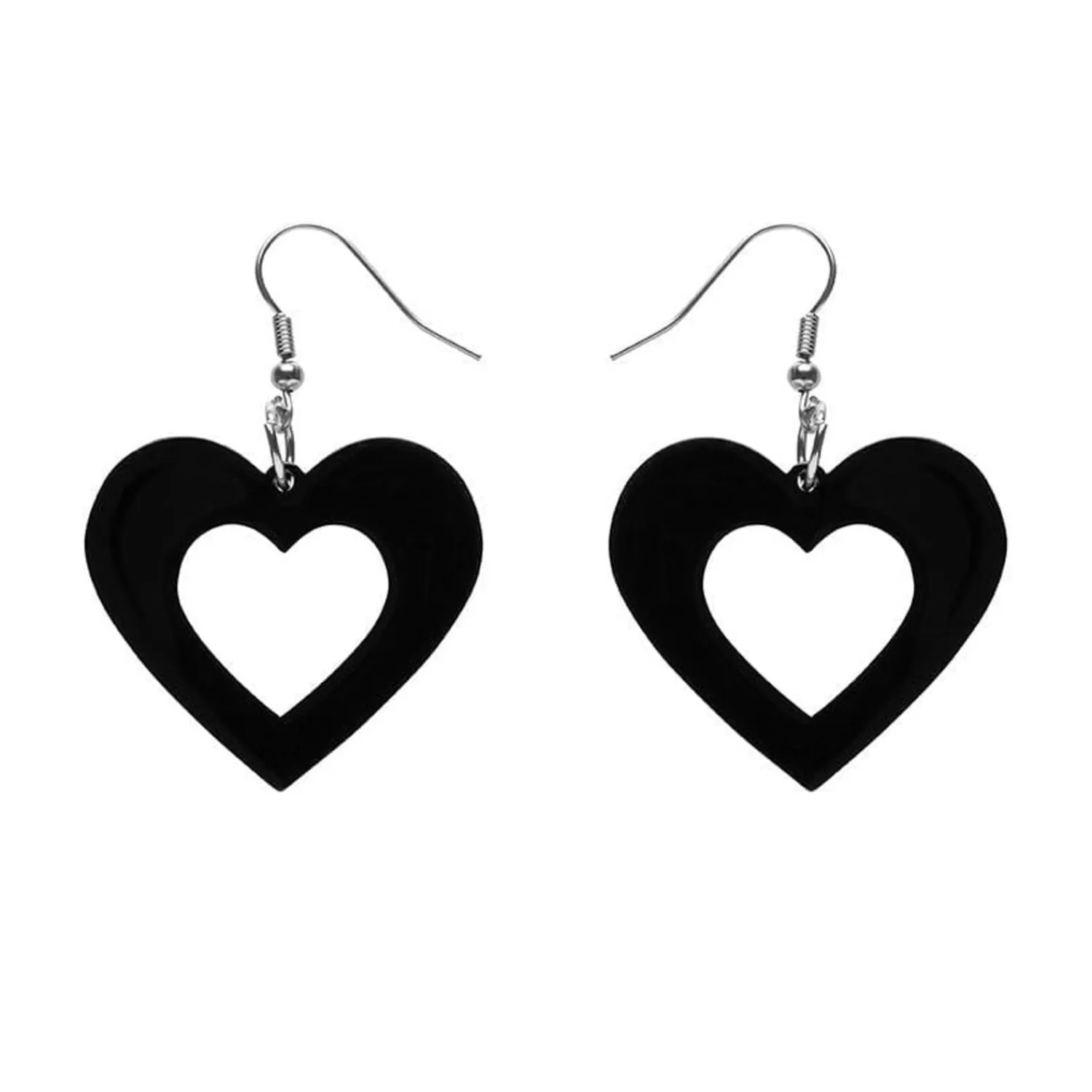 Heart Solid Resin Drop Earrings - Black*Erstwilder New