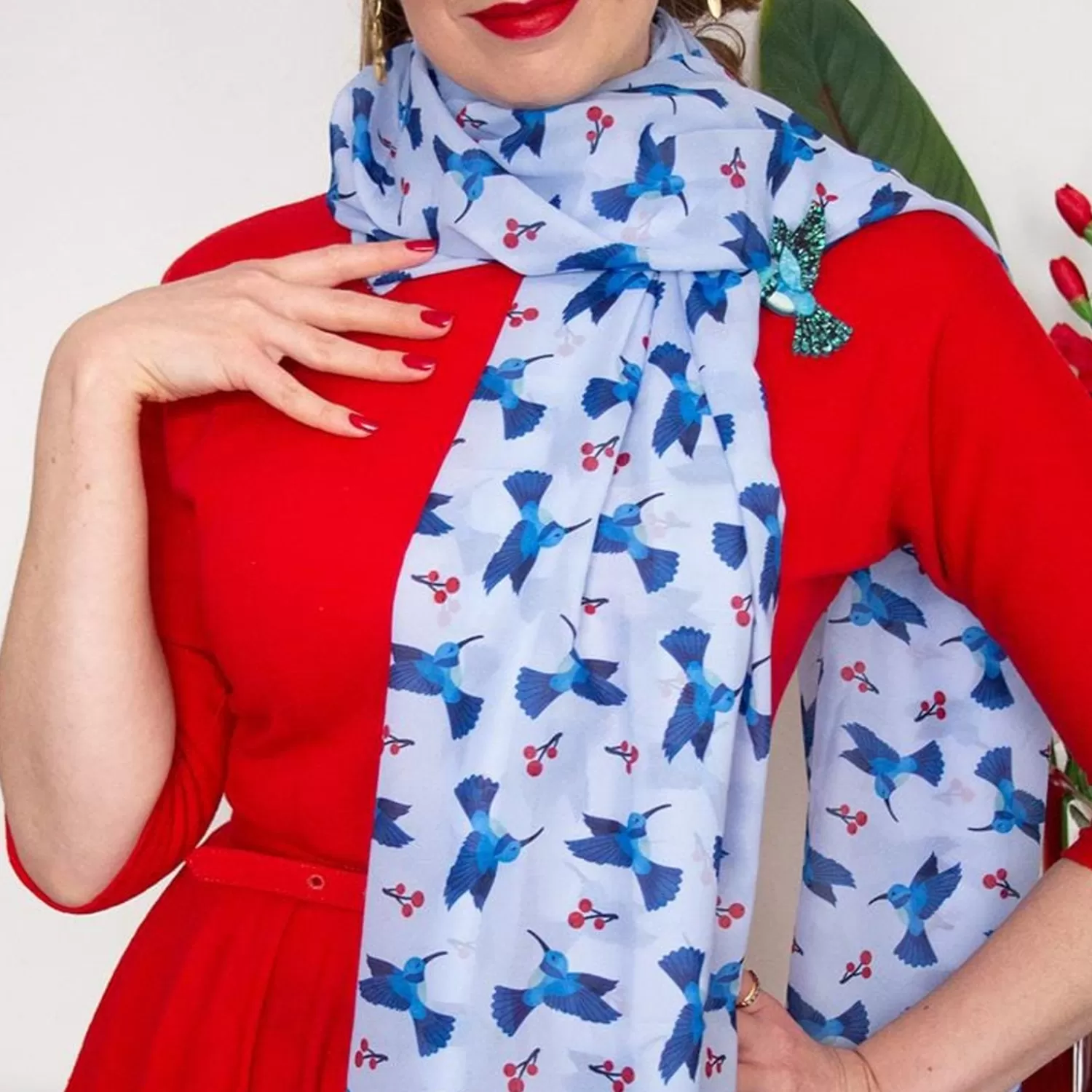 Hyacinth Hummingbird Neck Scarf*Erstwilder Outlet