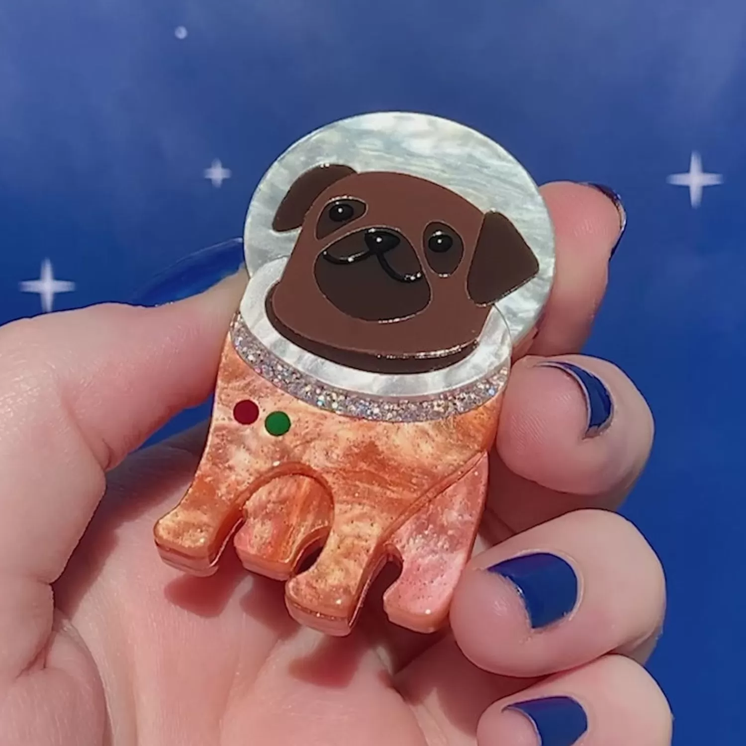 Interplanetary Pug Brooch*Erstwilder Shop