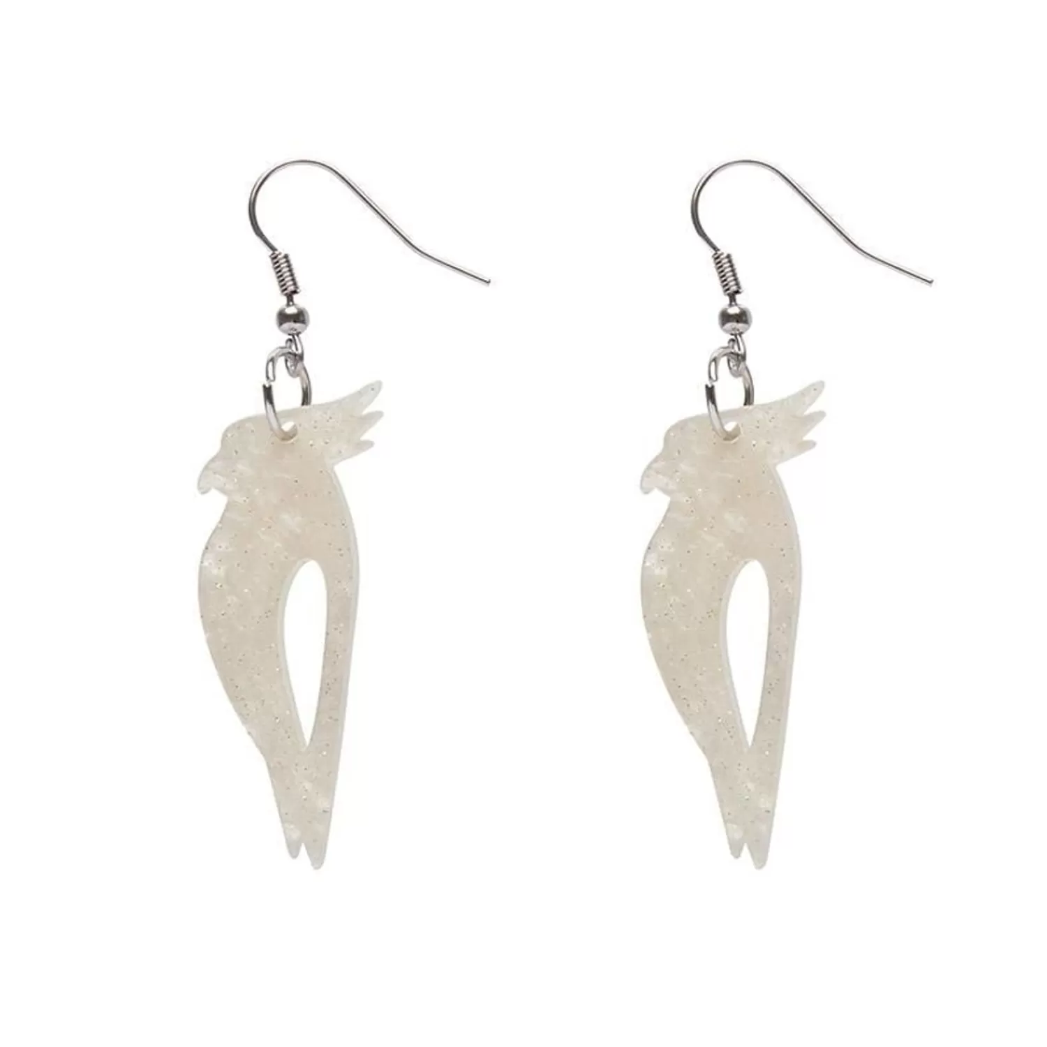 Kookaburra Ripple Glitter Resin Drop Earrings - Cream*Erstwilder Sale