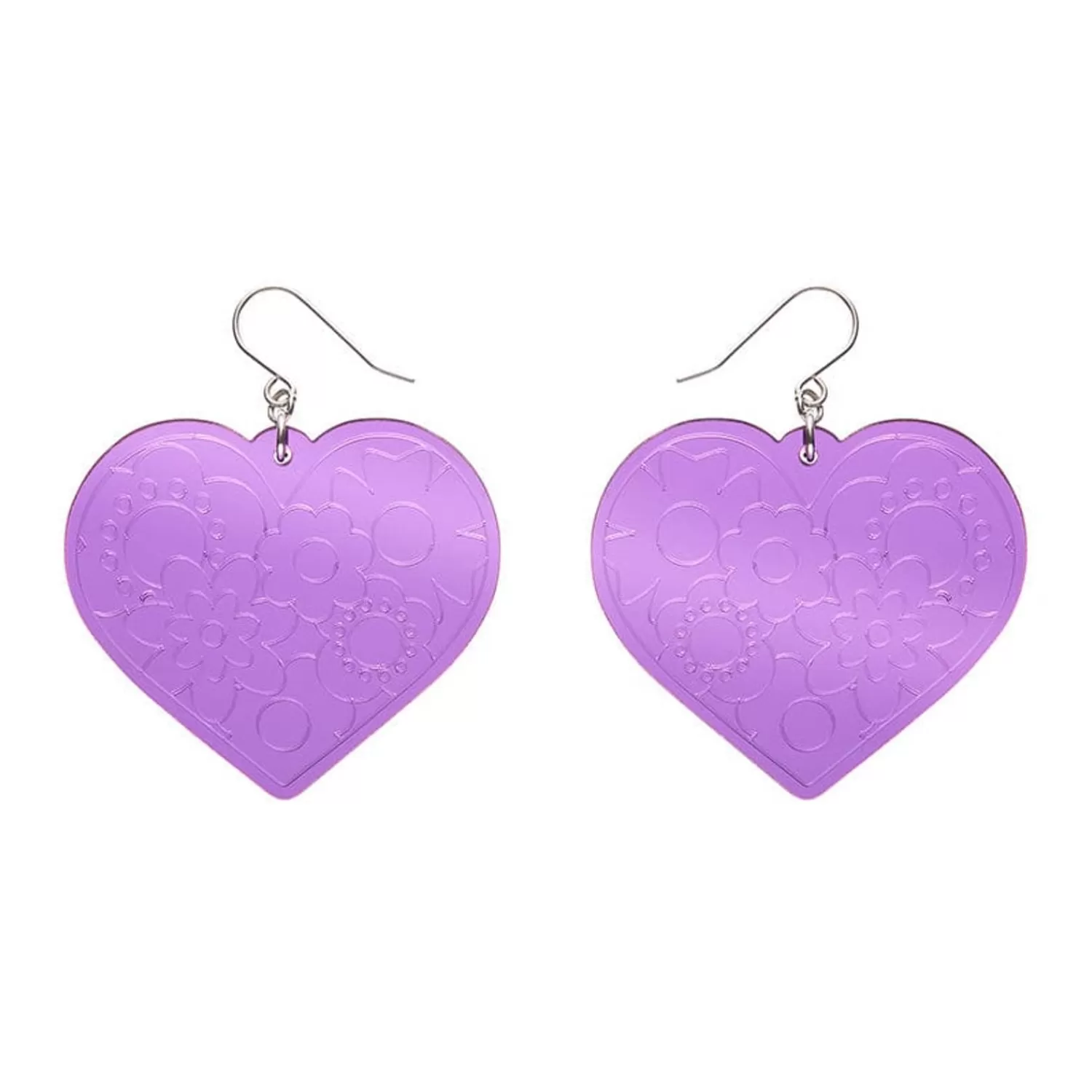 Love Heart Mirror Drop Earrings - Purple*Erstwilder Cheap