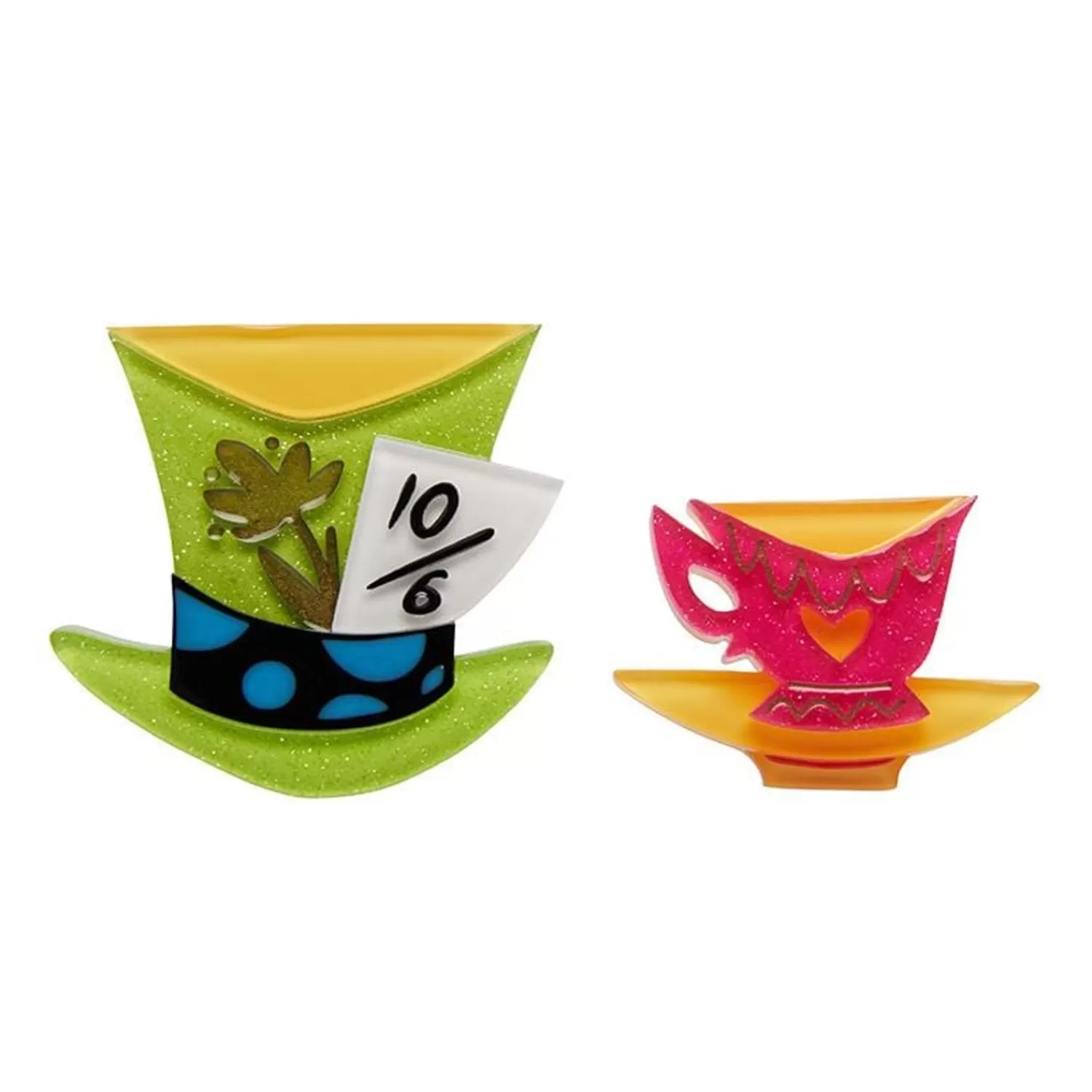 Mad Hatter'S Tea Party Double Brooch*Erstwilder Cheap