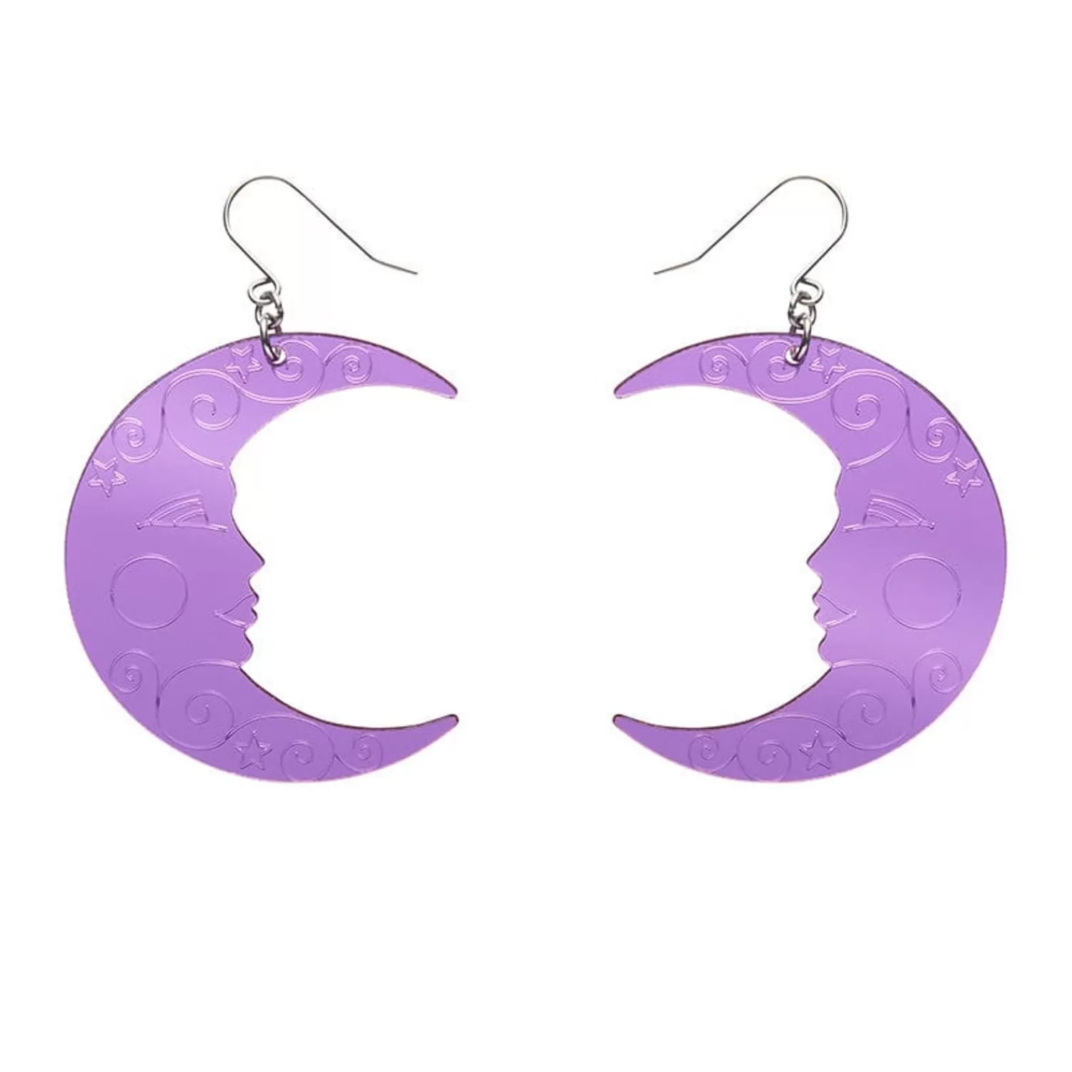 Moon Mirror Drop Earrings - Purple*Erstwilder New