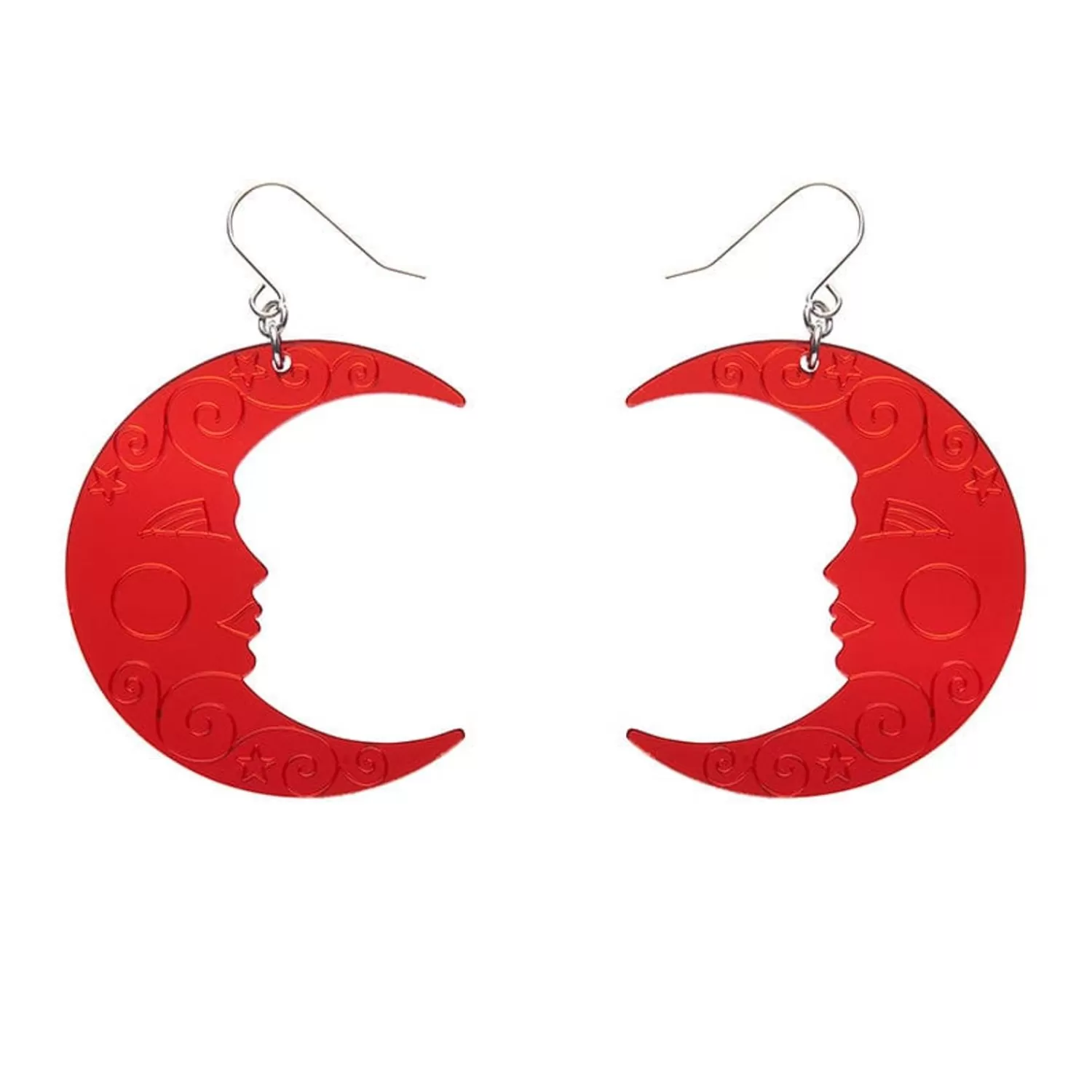 Moon Mirror Drop Earrings - Red*Erstwilder Outlet