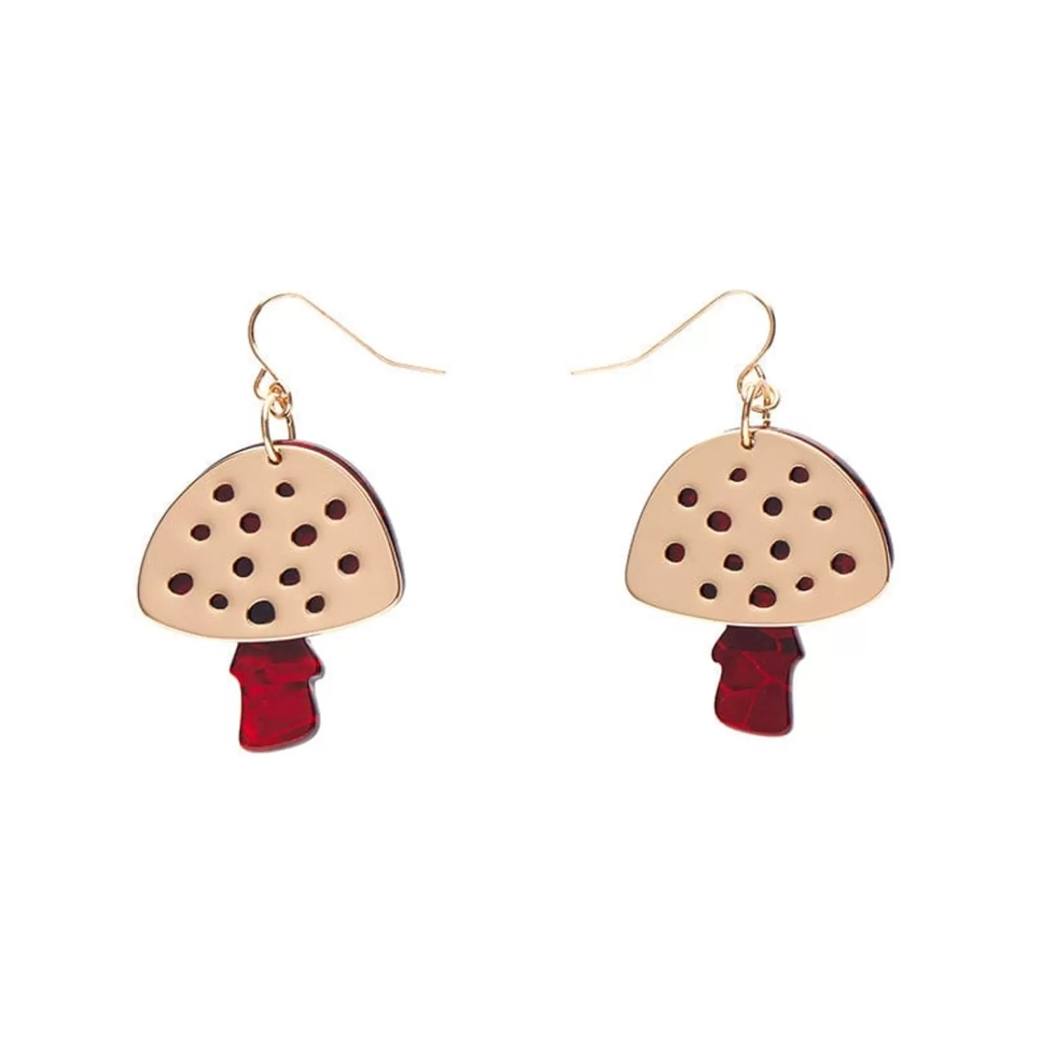 Mushroom Textured Resin Drop Earrings - Red*Erstwilder Online