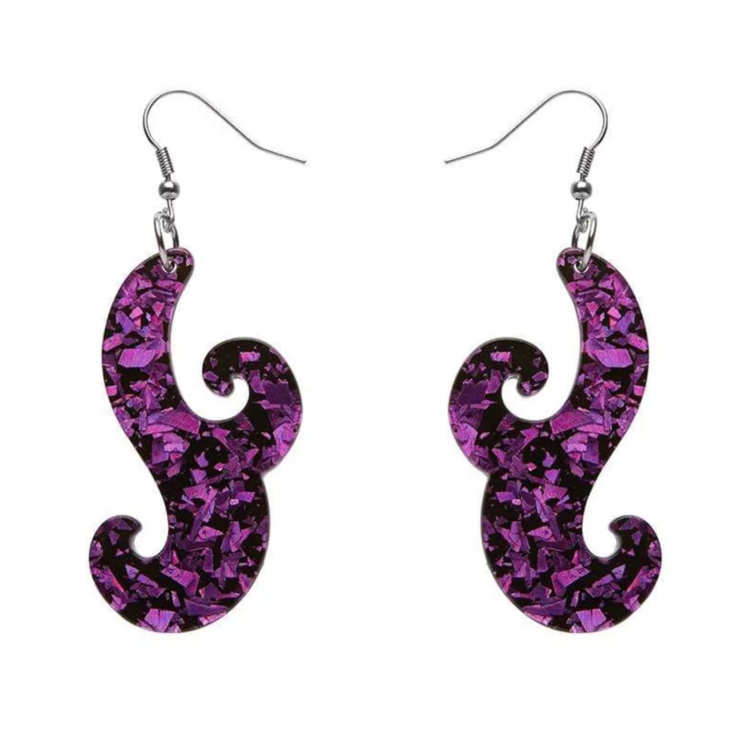 Nouveau Chunky Glitter Resin Drop Earrings - Purple*Erstwilder Outlet