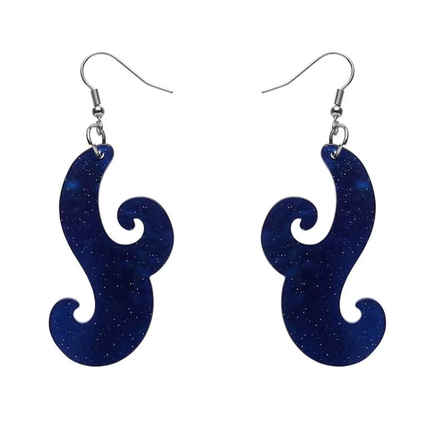 Nouveau Ripple Glitter Resin Drop Earrings - Dark Blue*Erstwilder Online