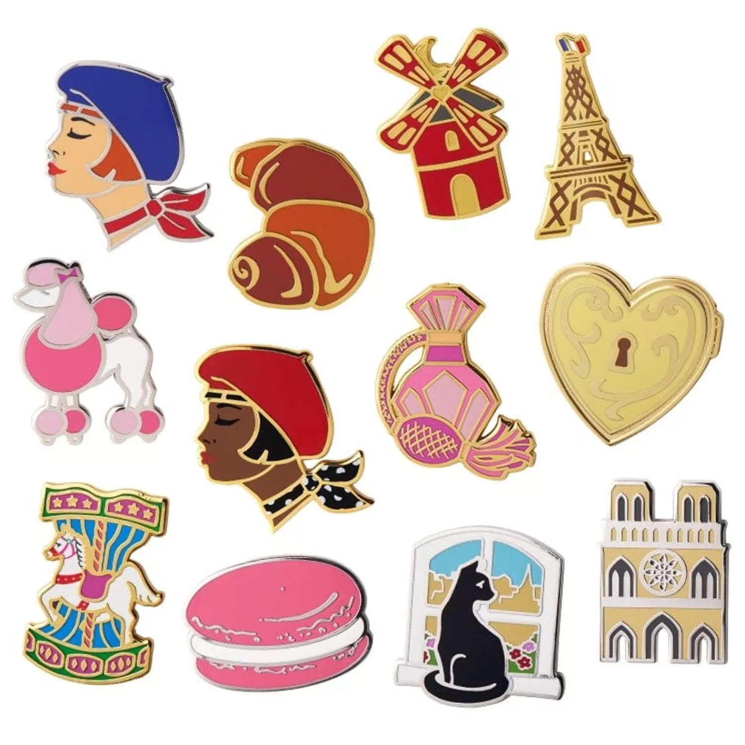 Paris Holiday Enamel Pin Pack - 12 Piece*Erstwilder Clearance