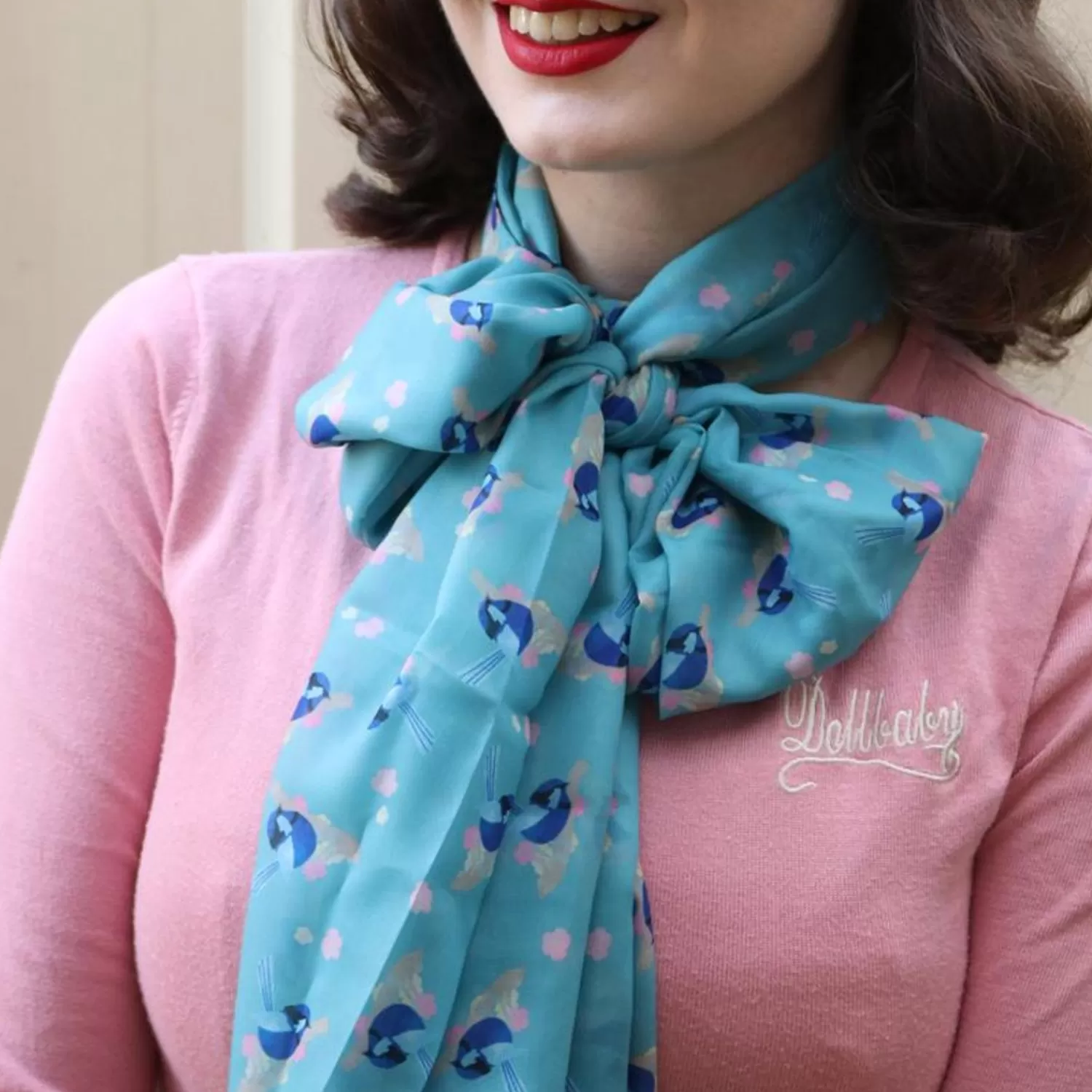 Phoebe The Fairy Wren Neck Large Scarf*Erstwilder Best Sale